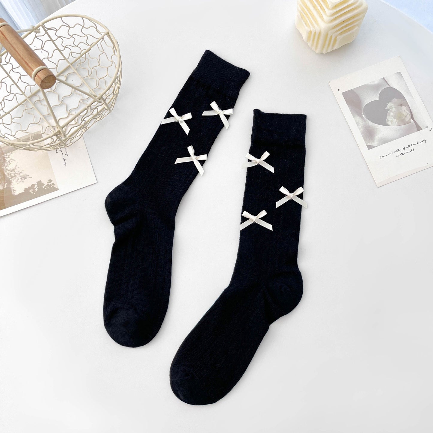 Anna-Kaci Women's 6pk Knee - High Socks with Bow Accents
