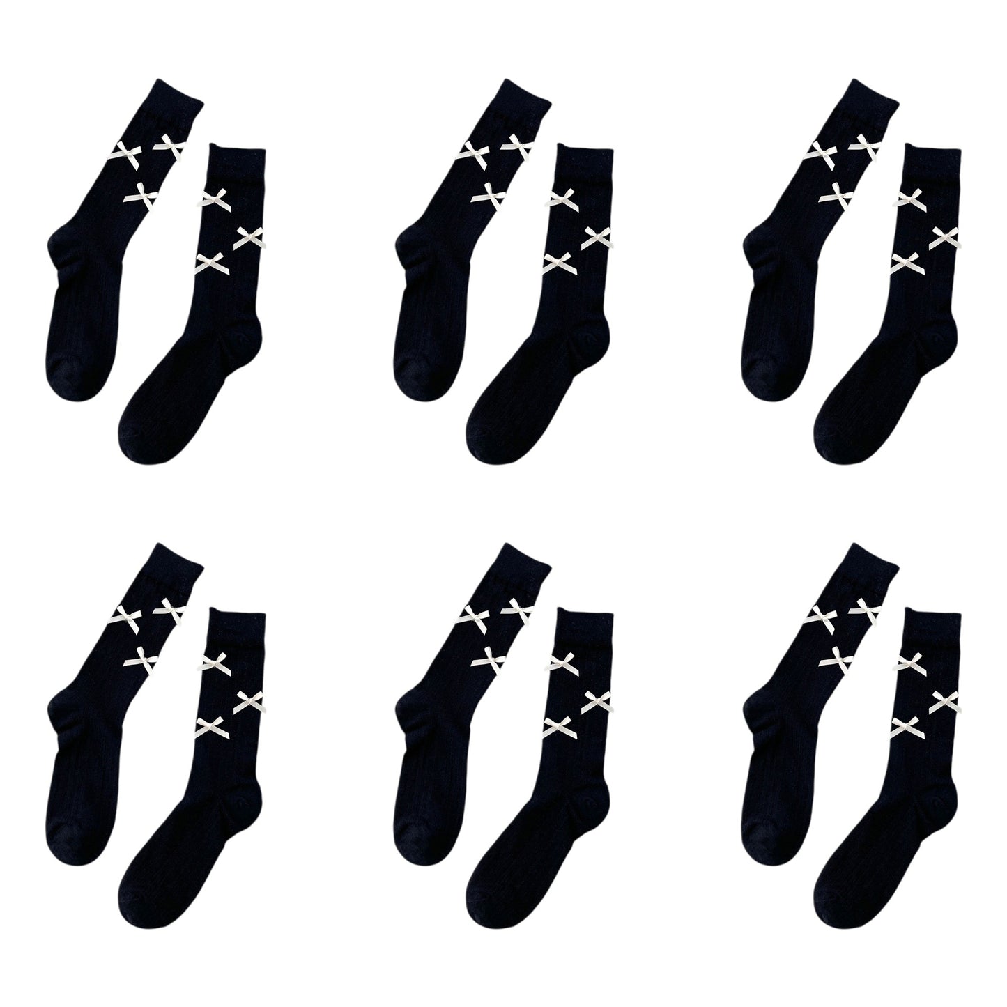 Anna-Kaci Women's 6pk Knee - High Socks with Bow Accents