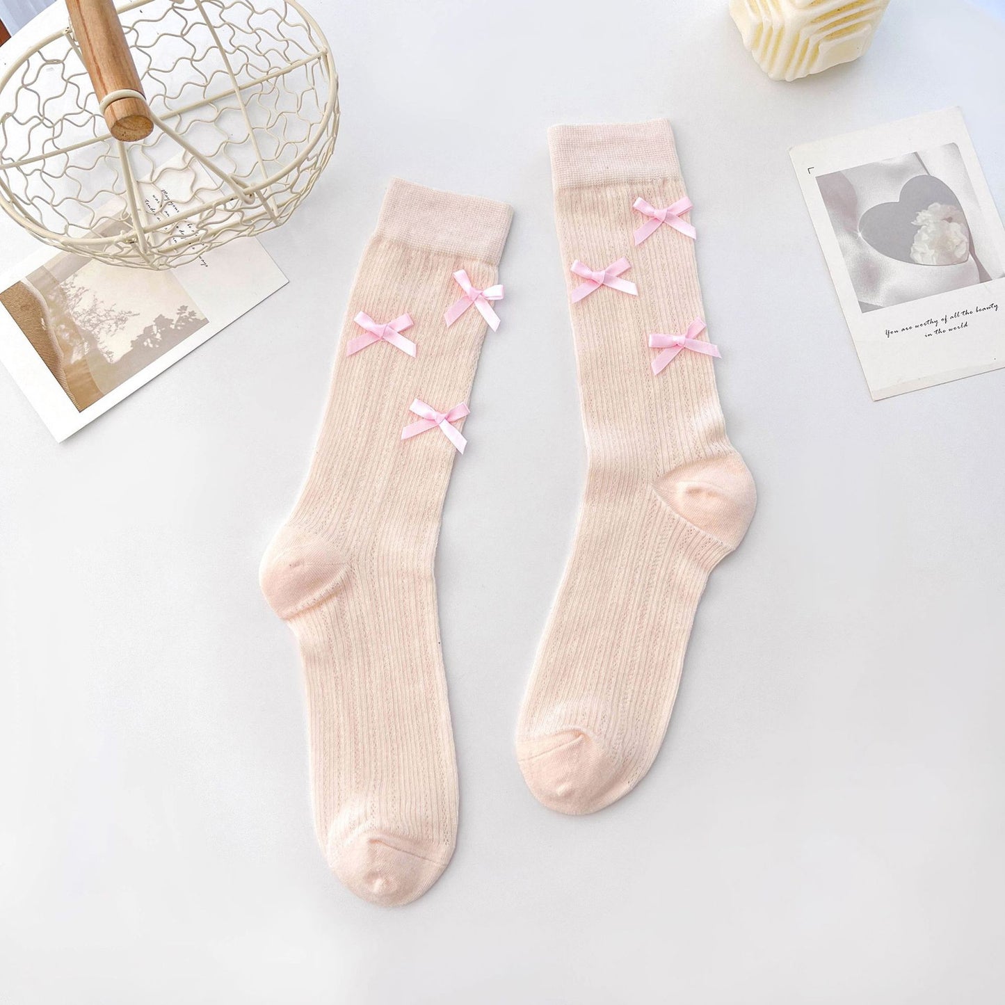 Anna-Kaci Women's 6pk Knee - High Socks with Bow Accents