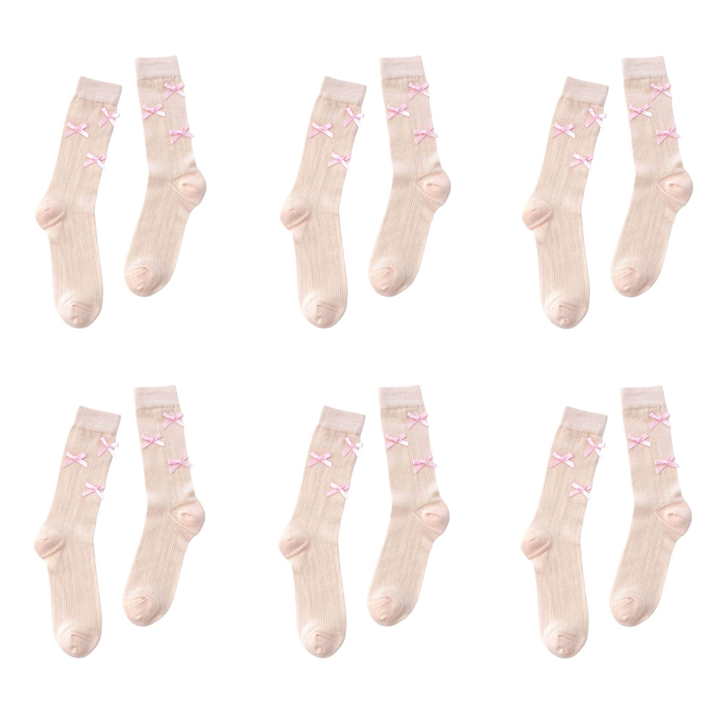 Anna-Kaci Women's 6pk Knee - High Socks with Bow Accents