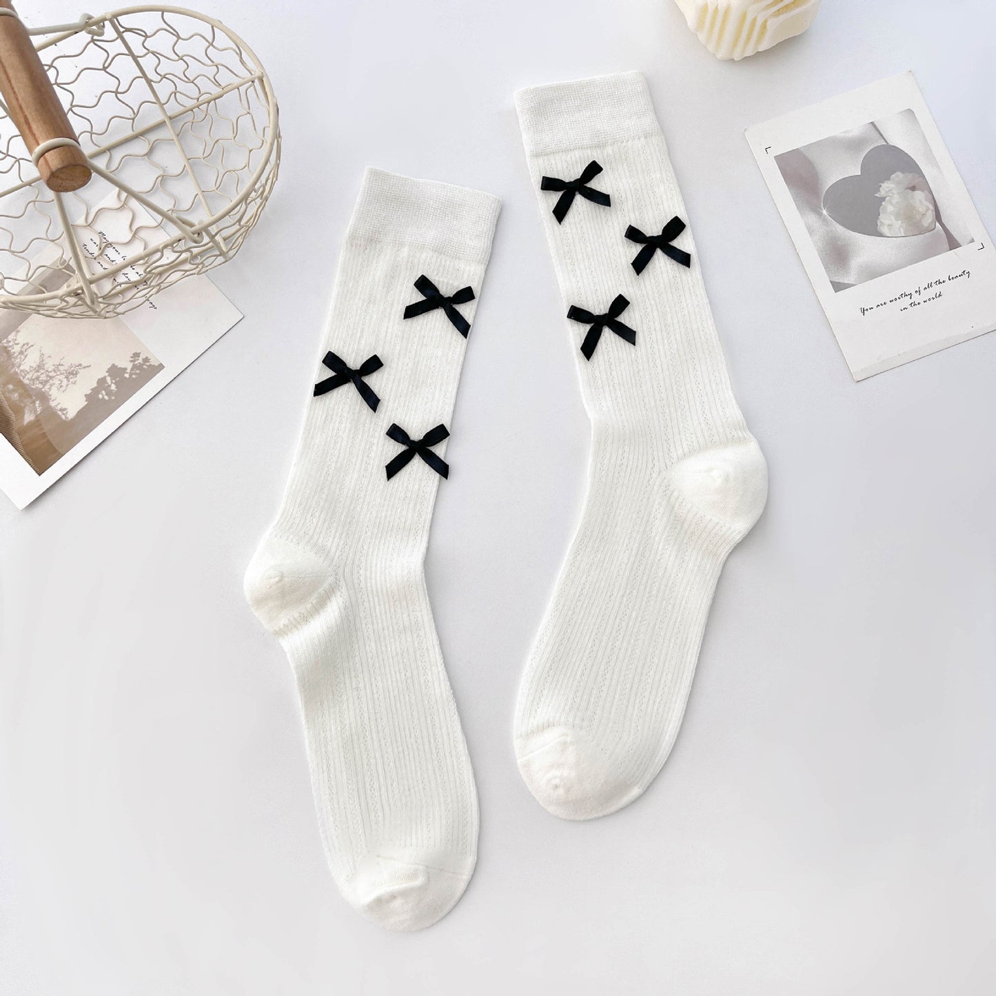Anna-Kaci Women's 6pk Knee - High Socks with Bow Accents