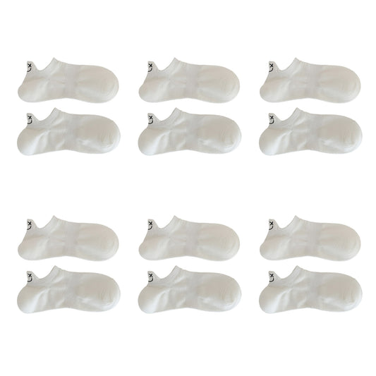 Anna-Kaci Women's 6pk Cotton White No - Show Socks with Smiley Face Embroidery