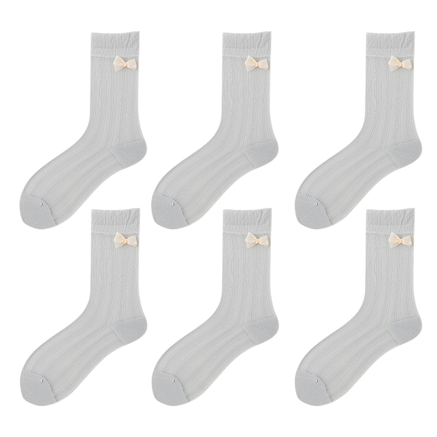 Anna-Kaci Women's 6pk Breathable Sheer Ankle Socks with Bow Accent