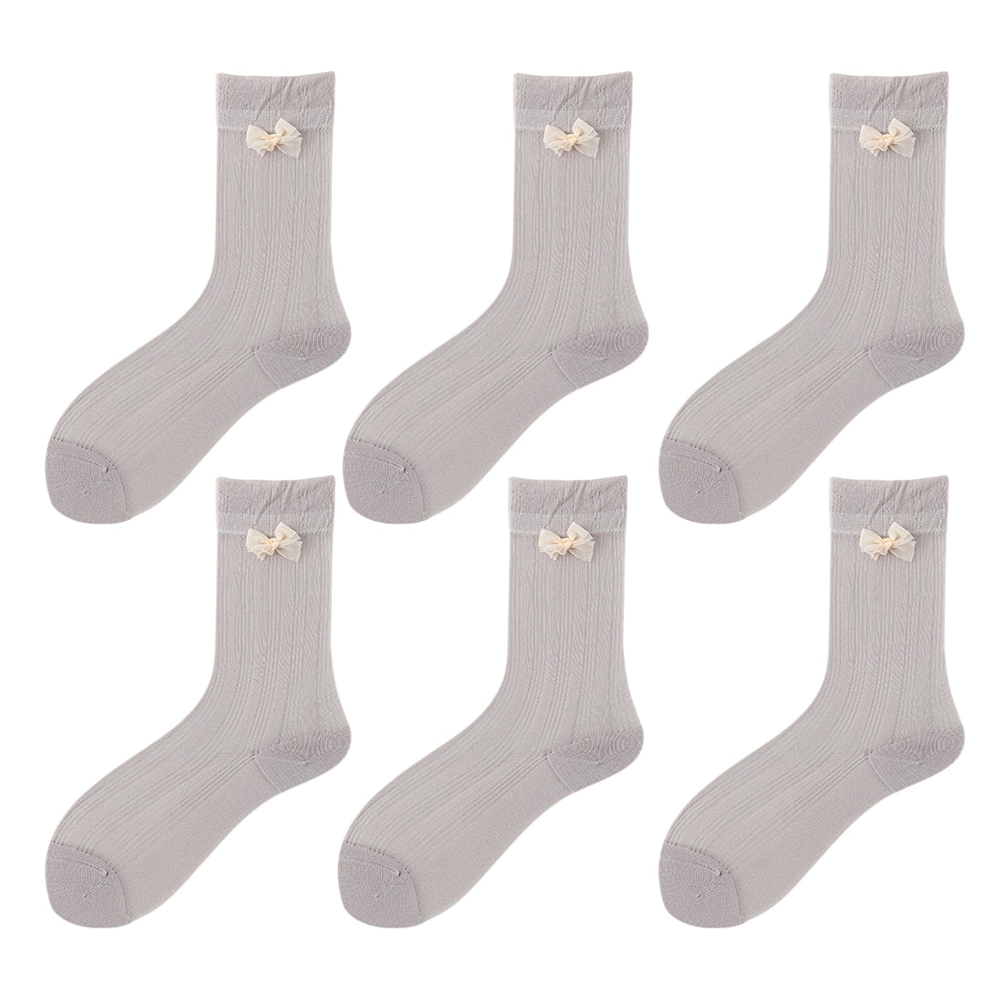 Anna-Kaci Women's 6pk Breathable Sheer Ankle Socks with Bow Accent