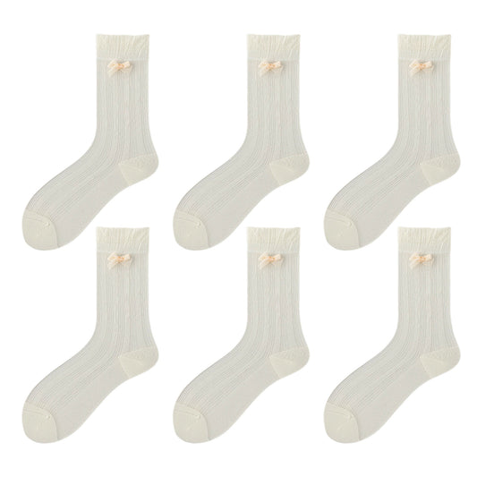 Anna-Kaci Women's 6pk Breathable Sheer Ankle Socks with Bow Accent