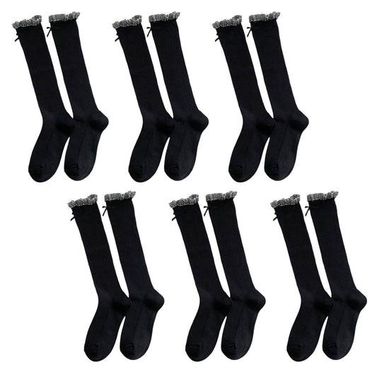 Anna-Kaci Women's 6pk Knee - High Socks with Bow and Patterned Cuff