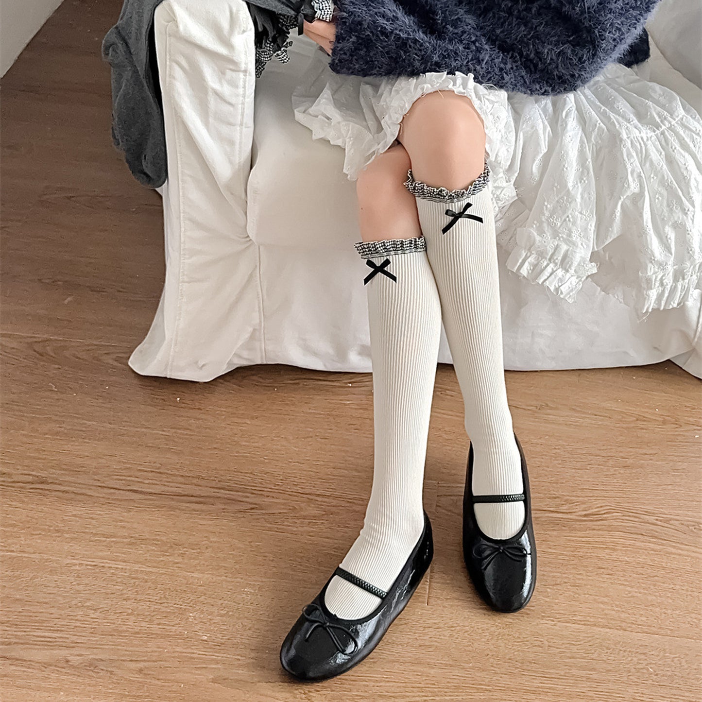 Anna-Kaci Women's 6pk Knee - High Socks with Bow and Patterned Cuff