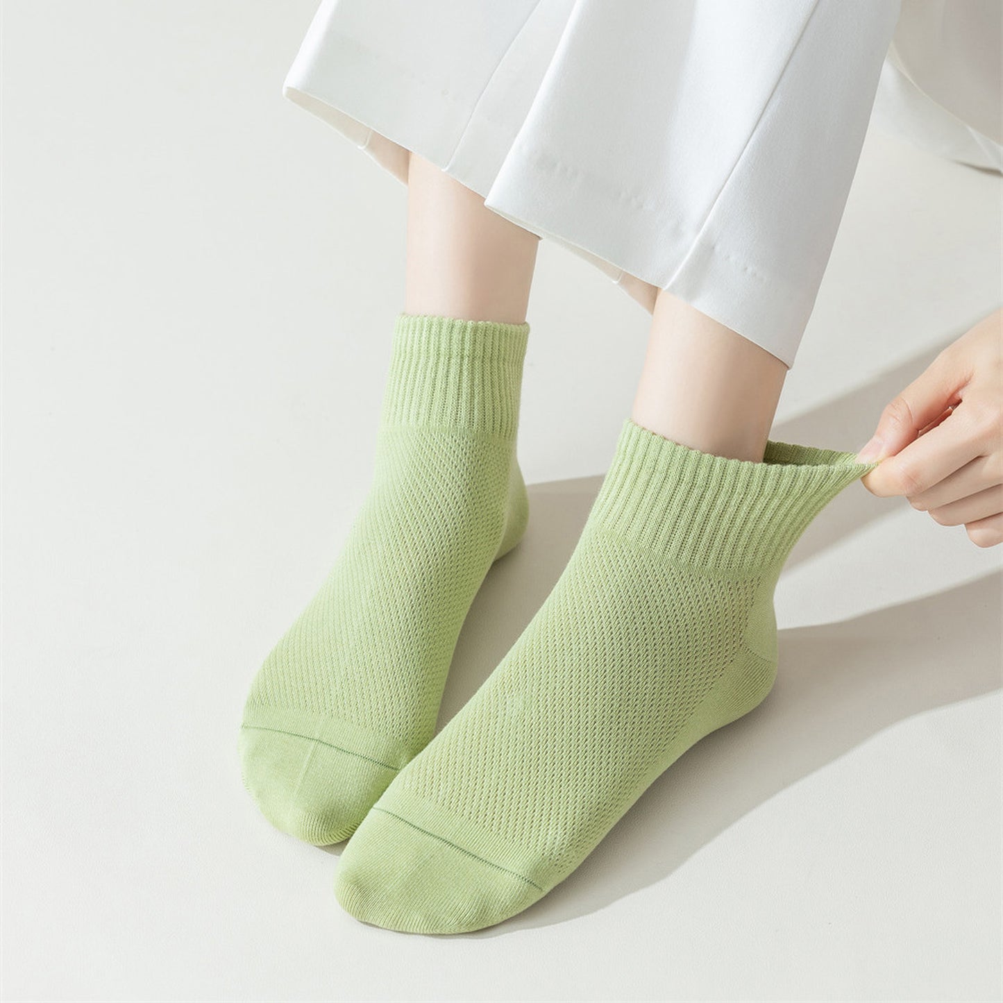 Anna-Kaci Women's 6pk Breathable Mesh Knit Casual Ankle Socks