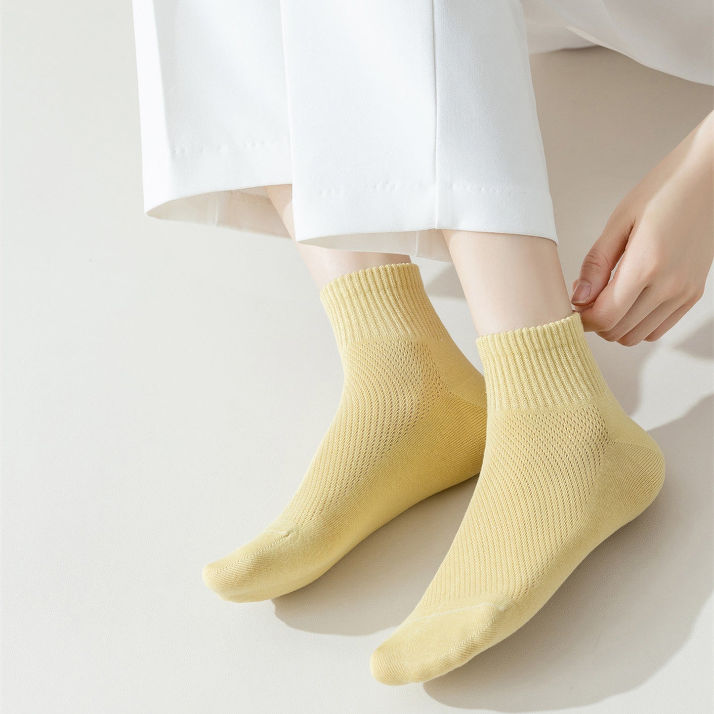 Anna-Kaci Women's 6pk Breathable Mesh Knit Casual Ankle Socks