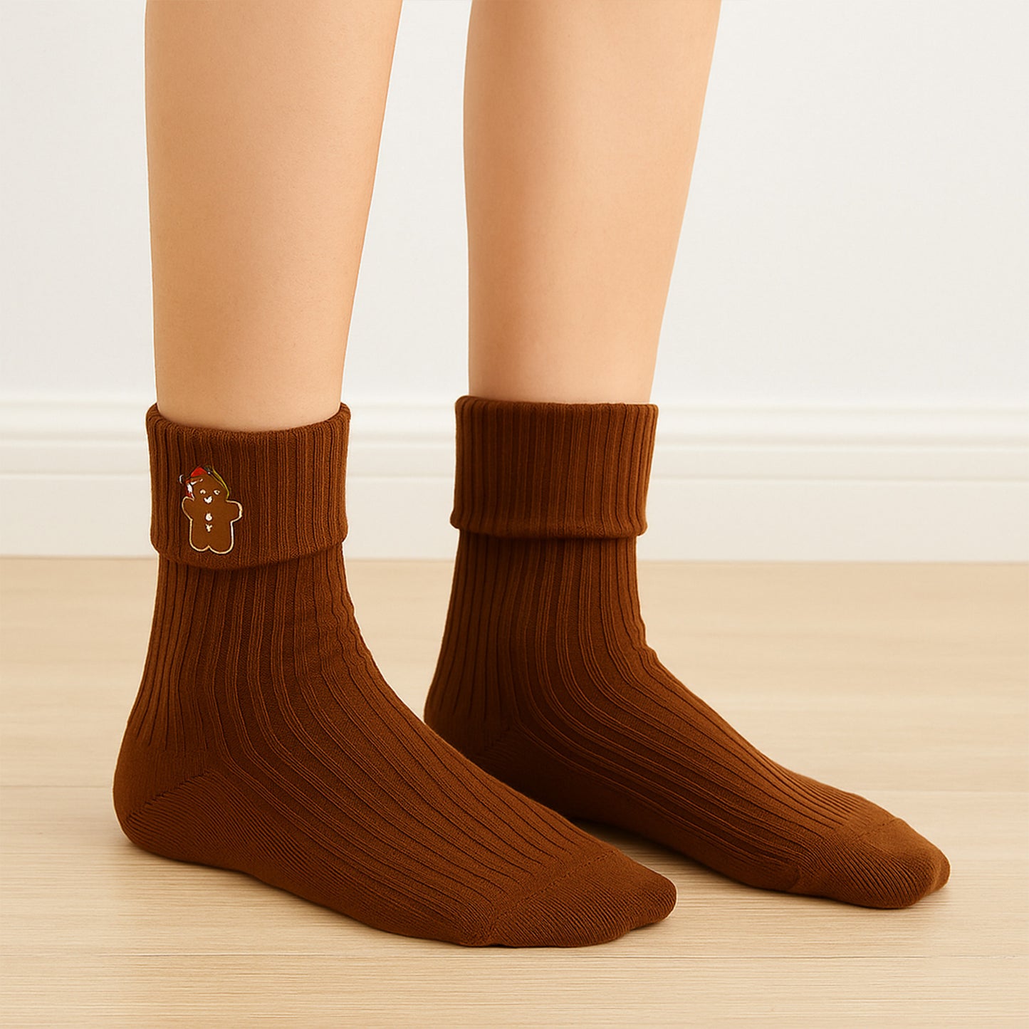 Anna-Kaci Women's 2-Pair Pack Fall Winter Warm Cotton Socks with Cute Christmas Embroidery