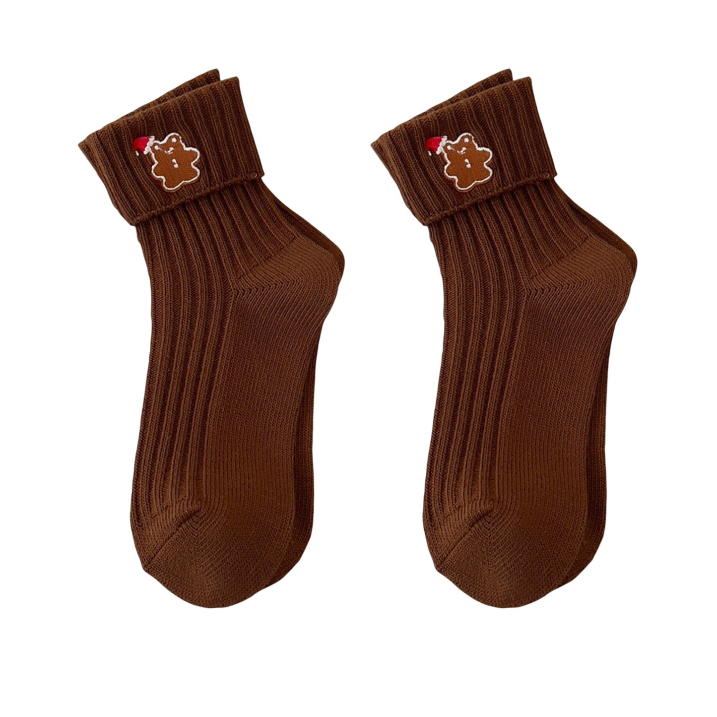 Anna-Kaci Women's 2-Pair Pack Fall Winter Warm Cotton Socks with Cute Christmas Embroidery