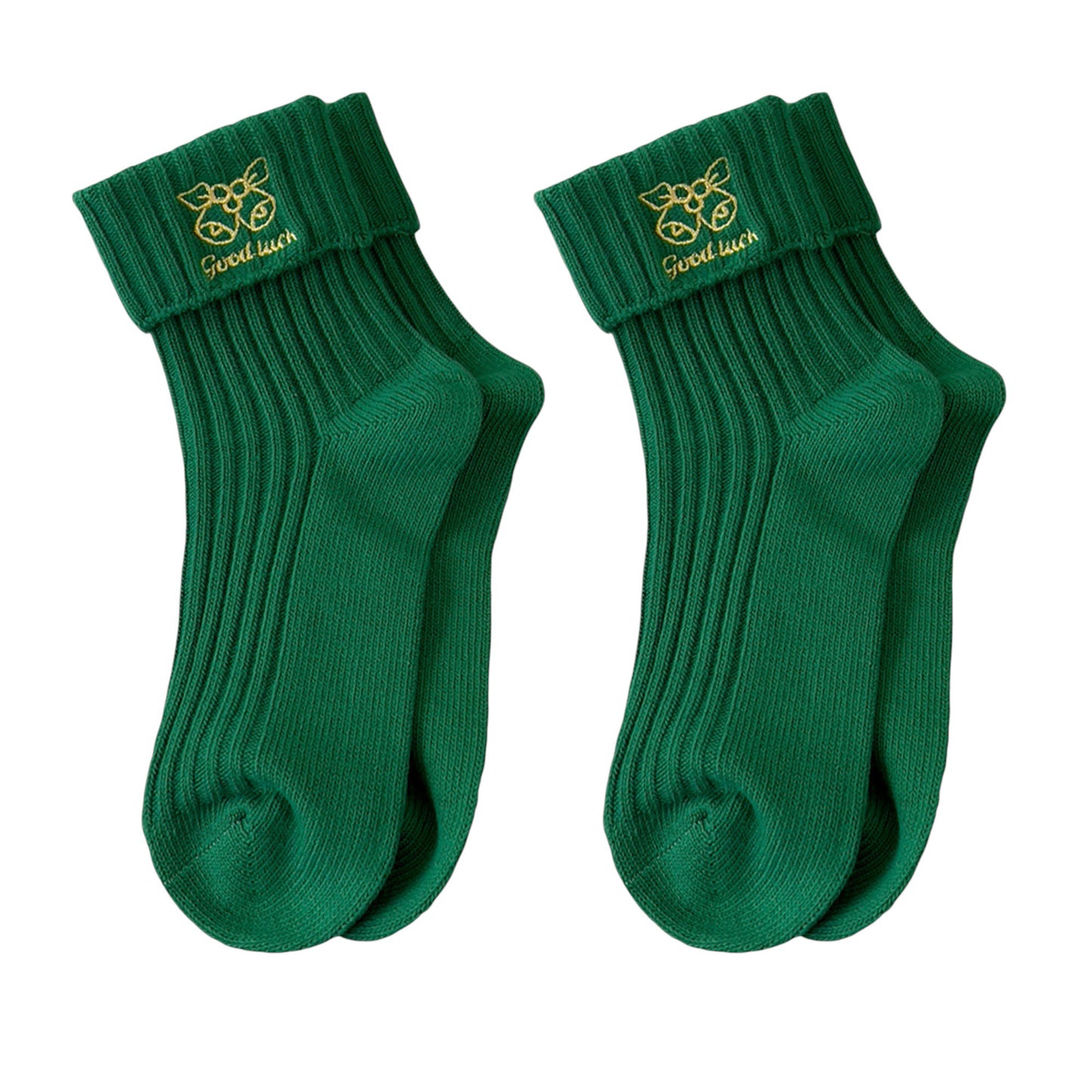 Anna-Kaci Women's 2-Pair Pack Fall Winter Warm Cotton Socks with Cute Christmas Embroidery