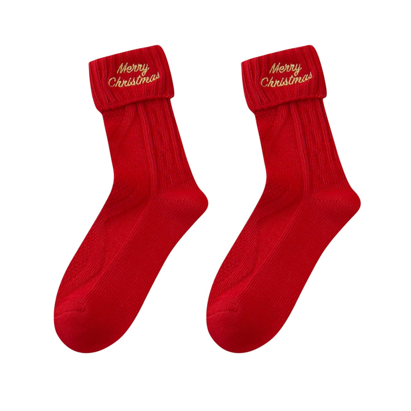 Anna-Kaci Women's 2-Pair Pack Fall Winter Warm Cotton Socks with Cute Christmas Embroidery