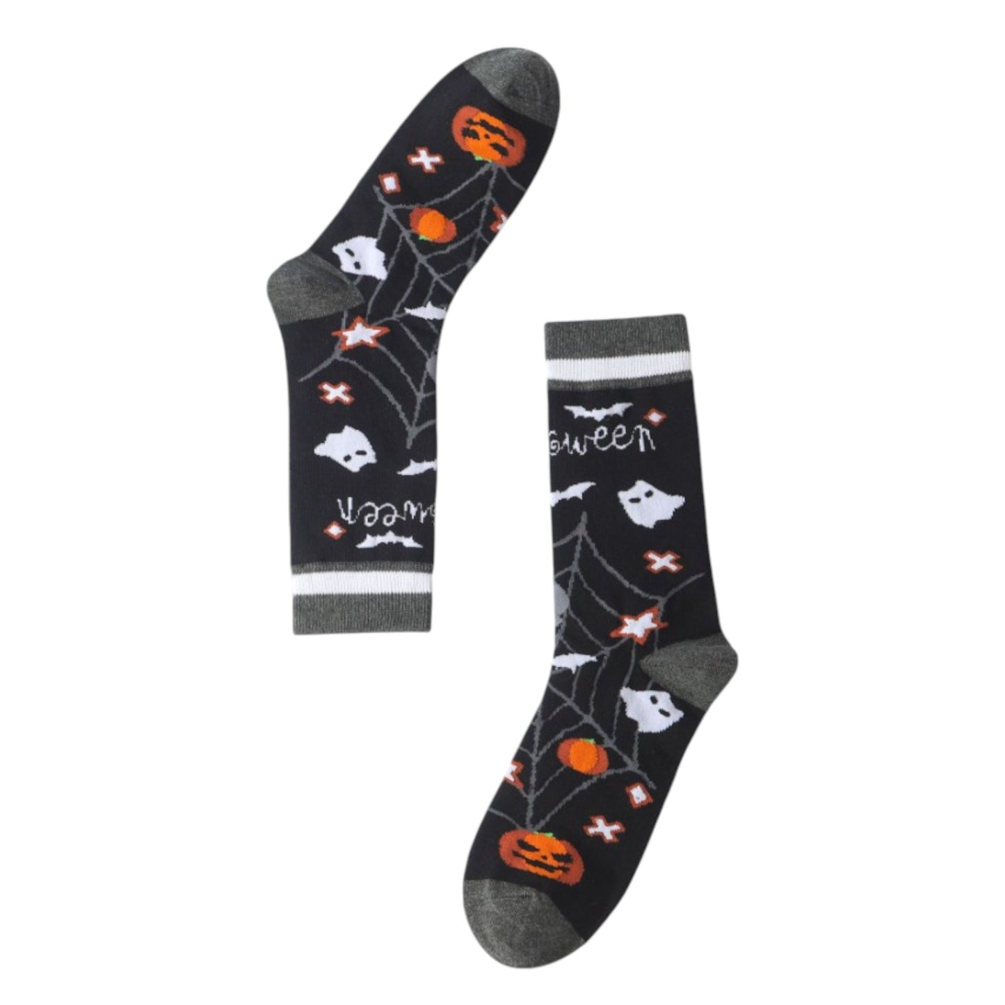 Anna-Kaci 2 Pairs Women's Cotton Halloween Socks Fun Festive Holiday Patterns