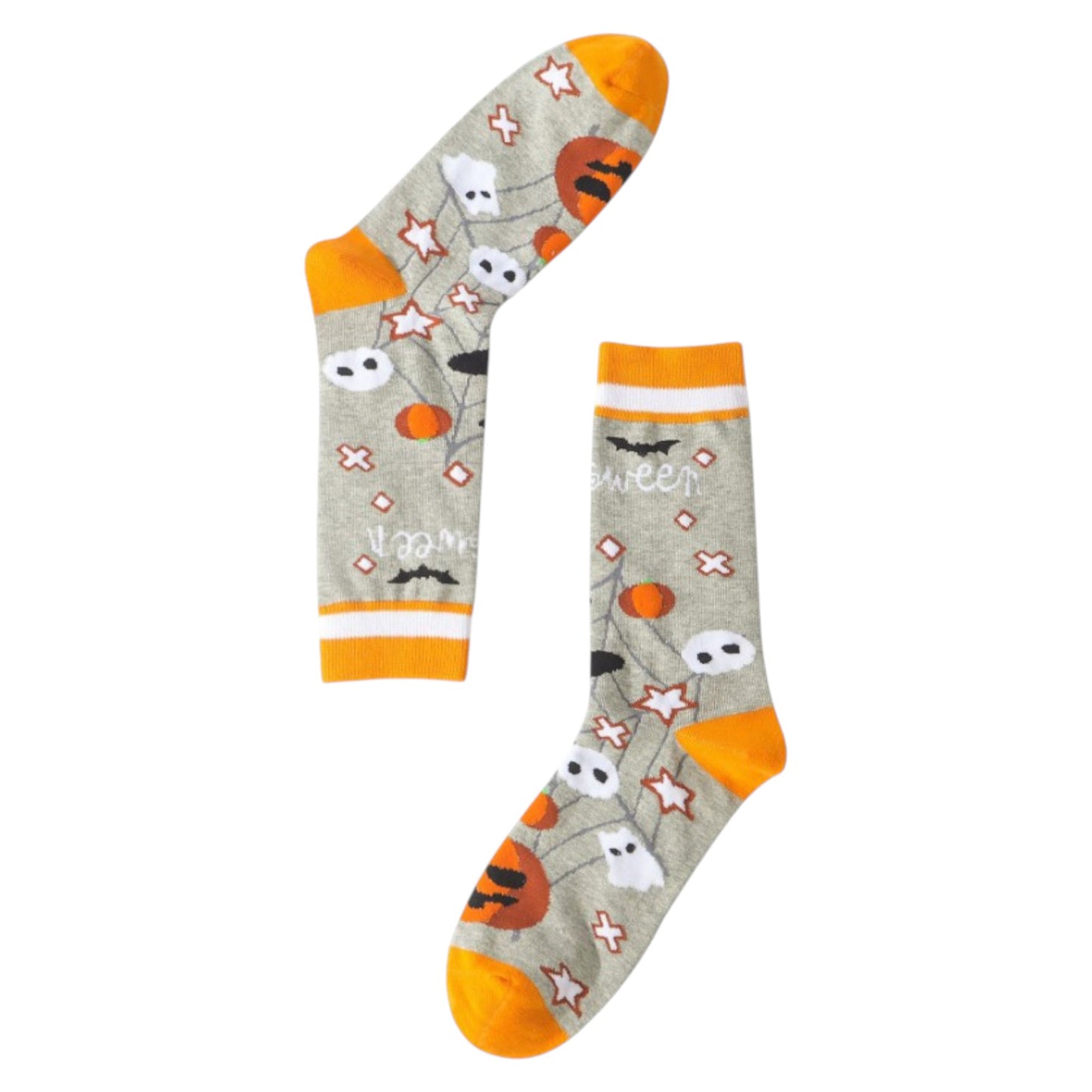Anna-Kaci 2 Pairs Women's Cotton Halloween Socks Fun Festive Holiday Patterns