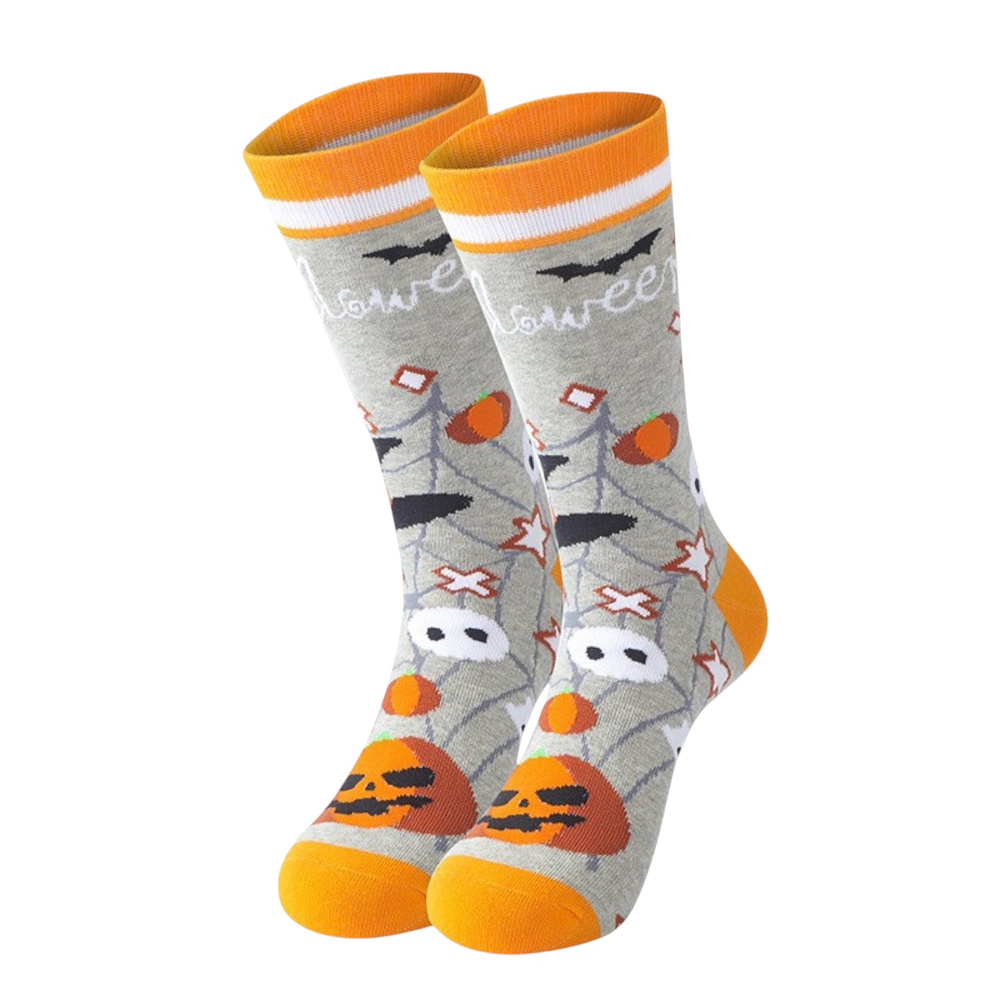 Anna-Kaci 2 Pairs Women's Cotton Halloween Socks Fun Festive Holiday Patterns