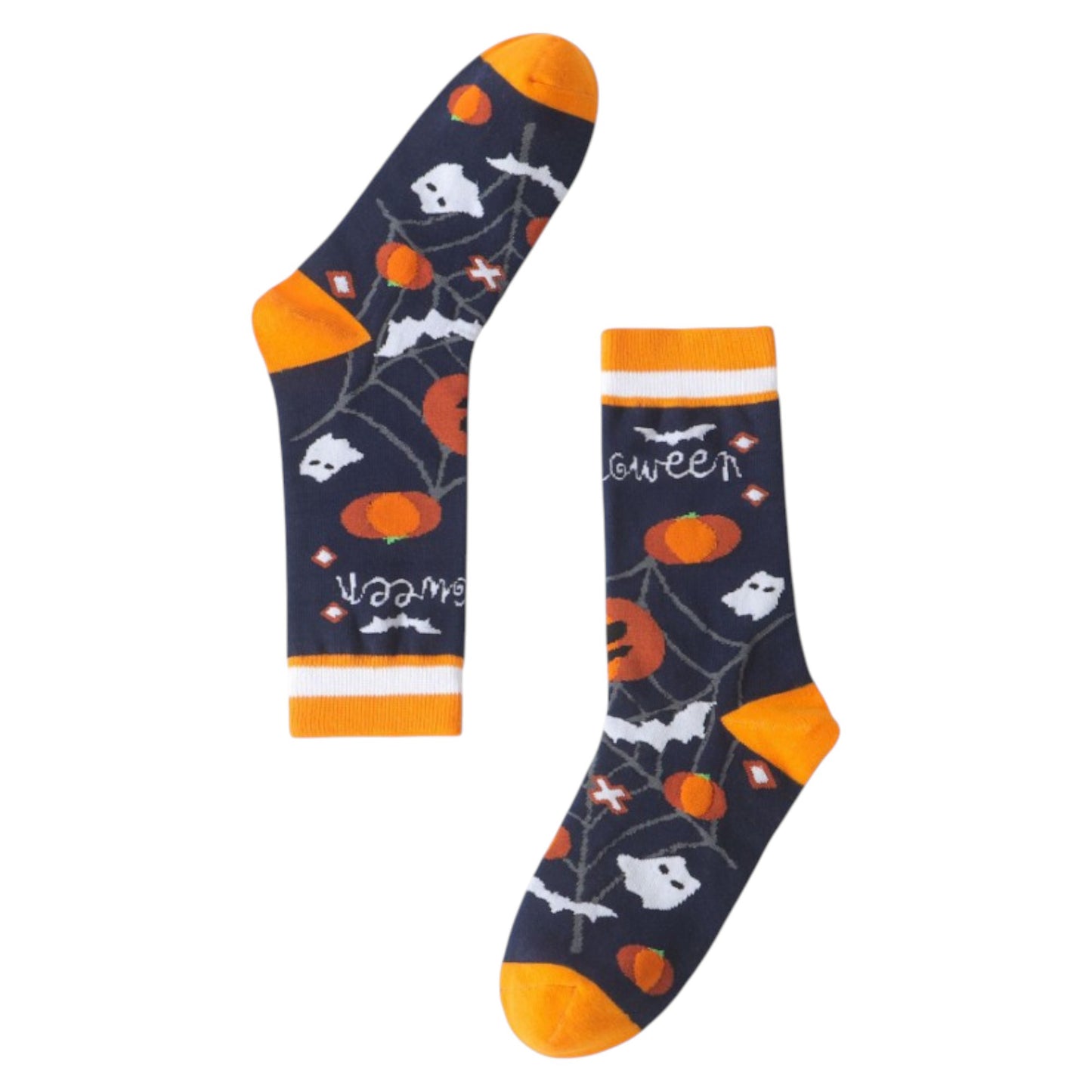 Anna-Kaci 2 Pairs Women's Cotton Halloween Socks Fun Festive Holiday Patterns