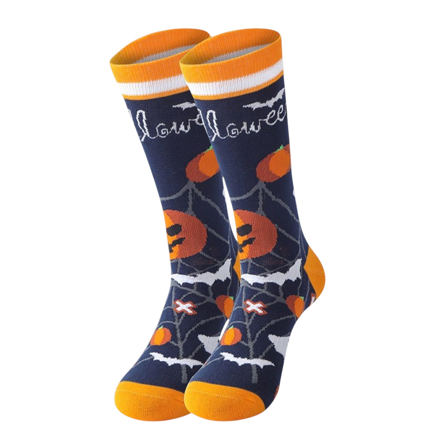 Anna-Kaci 2 Pairs Women's Cotton Halloween Socks Fun Festive Holiday Patterns