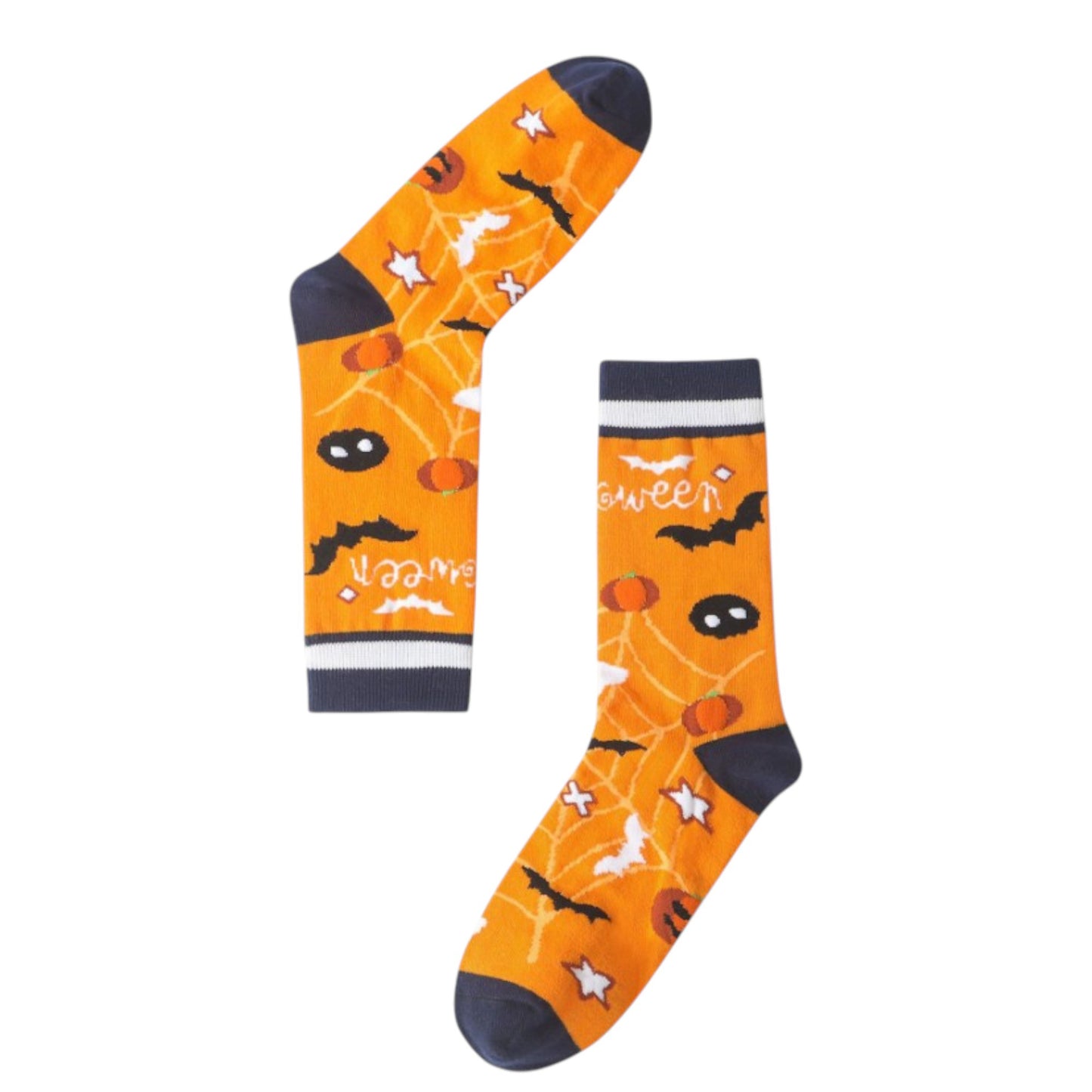 Anna-Kaci 2 Pairs Women's Cotton Halloween Socks Fun Festive Holiday Patterns