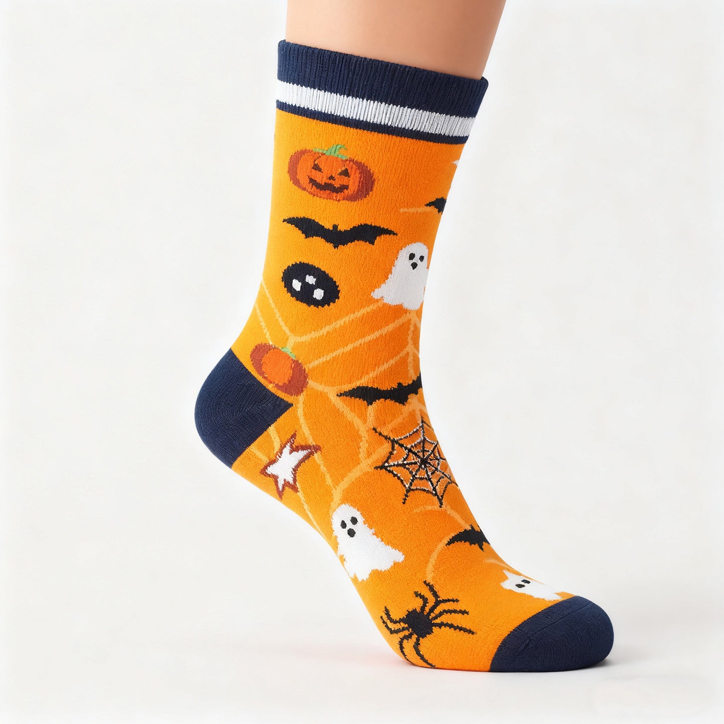 Anna-Kaci 2 Pairs Women's Cotton Halloween Socks Fun Festive Holiday Patterns