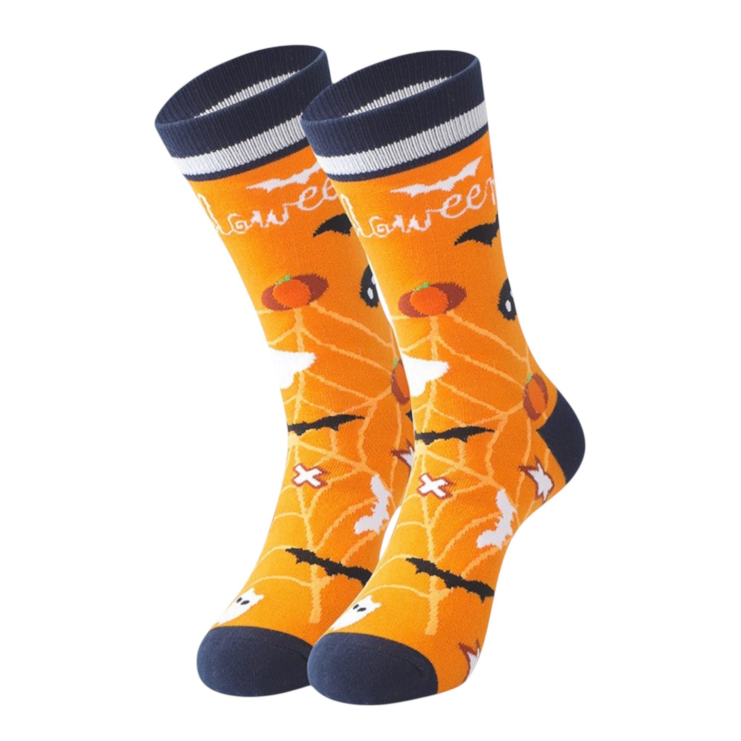 Anna-Kaci 2 Pairs Women's Cotton Halloween Socks Fun Festive Holiday Patterns