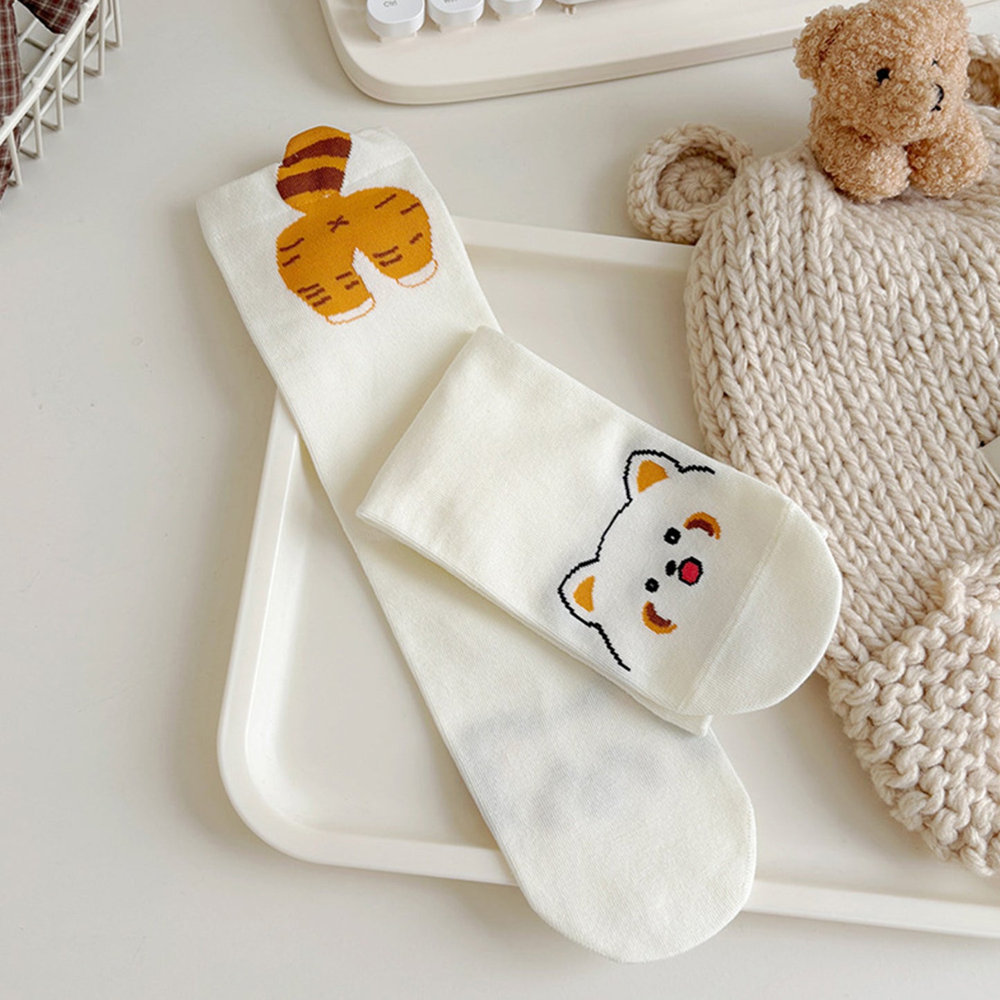 Anna-Kaci Women's 3-Pair Cotton Blend Socks with Cute Animal Designs Breathable and Comfortable