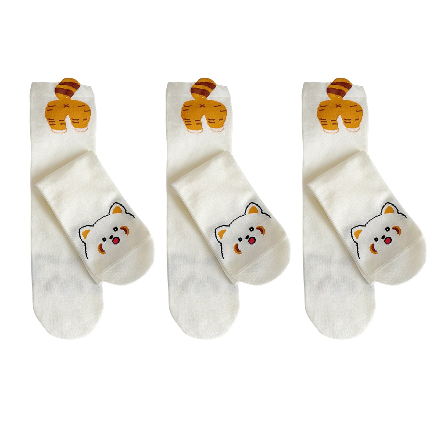 Anna-Kaci Women's 3-Pair Cotton Blend Socks with Cute Animal Designs Breathable and Comfortable