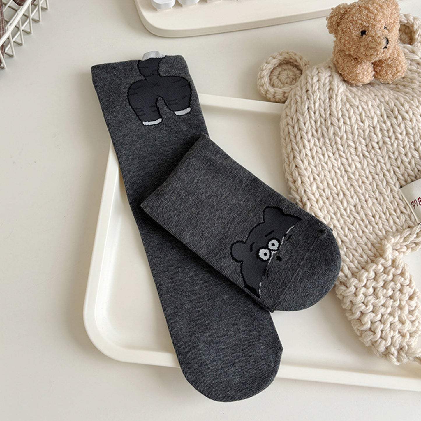 Anna-Kaci Women's 3-Pair Cotton Blend Socks with Cute Animal Designs Breathable and Comfortable