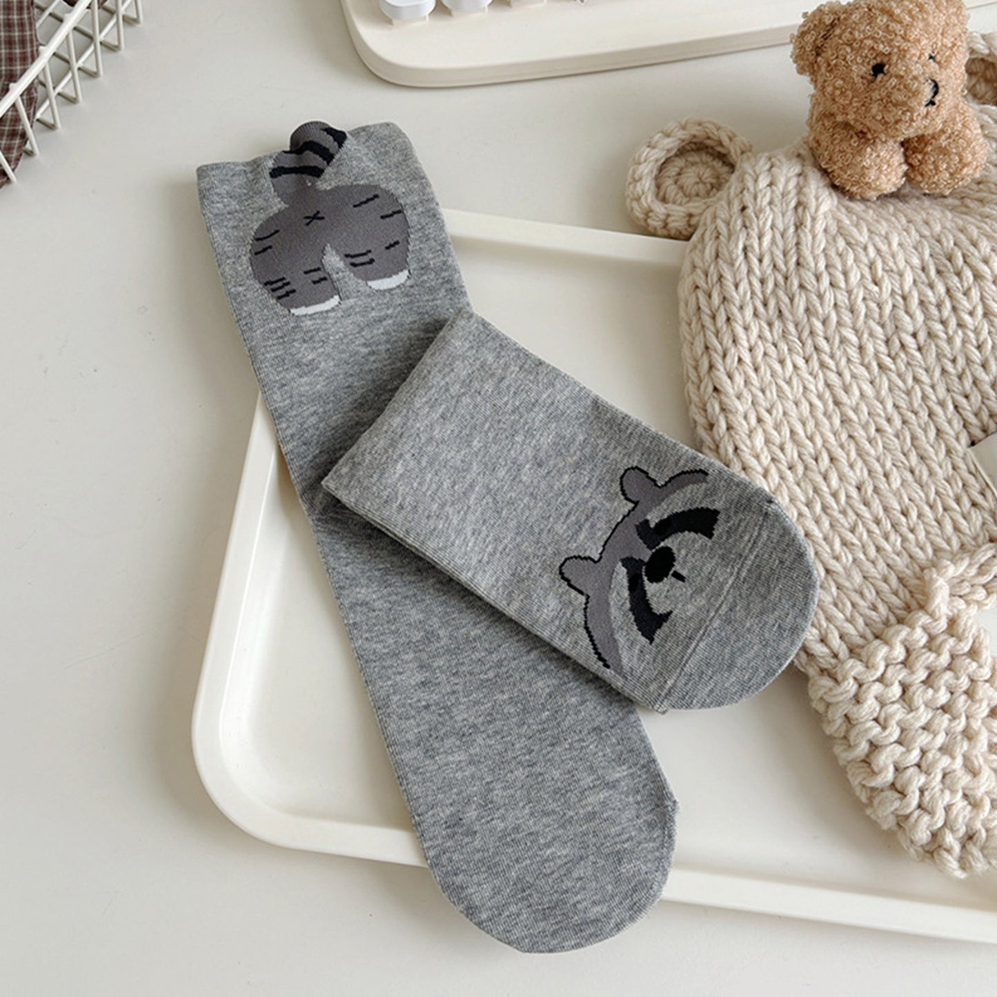 Anna-Kaci Women's 3-Pair Cotton Blend Socks with Cute Animal Designs Breathable and Comfortable