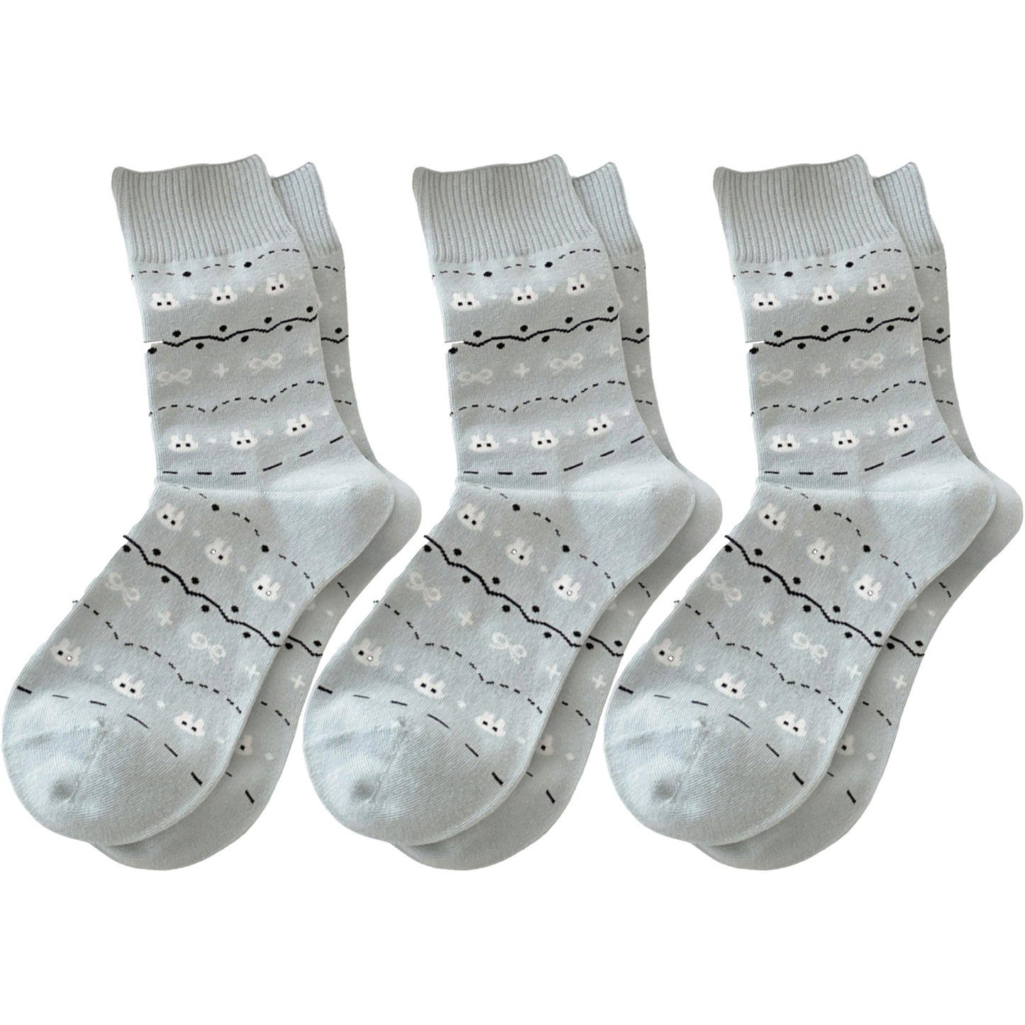 Anna-Kaci Women's Cotton Blend Socks 3-Pair Pack with Cute Animal Print Comfortable and Soft