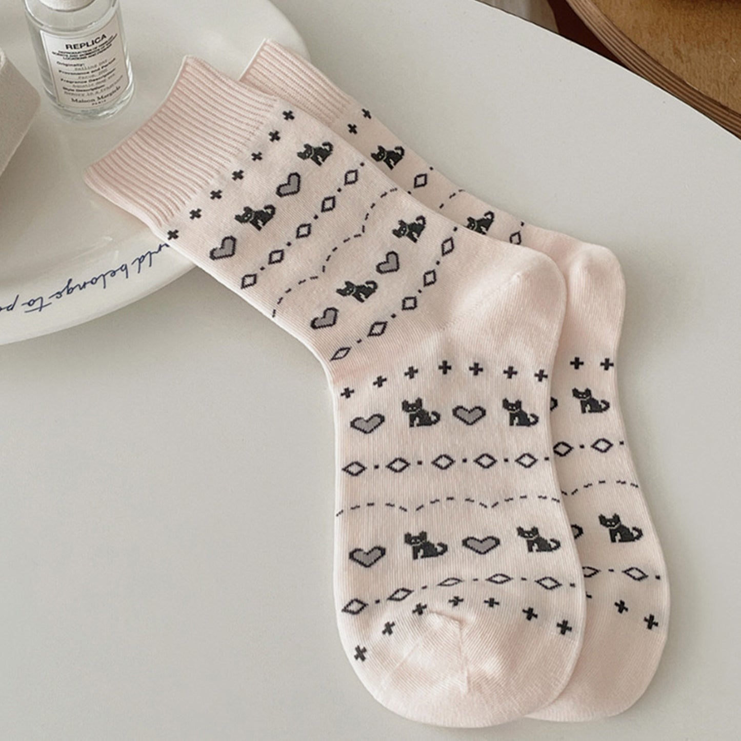 Anna-Kaci Women's Cotton Blend Socks 3-Pair Pack with Cute Animal Print Comfortable and Soft