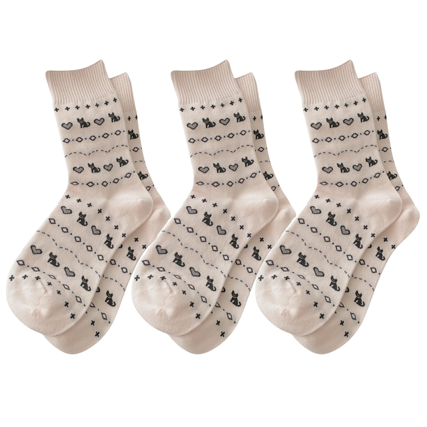 Anna-Kaci Women's Cotton Blend Socks 3-Pair Pack with Cute Animal Print Comfortable and Soft