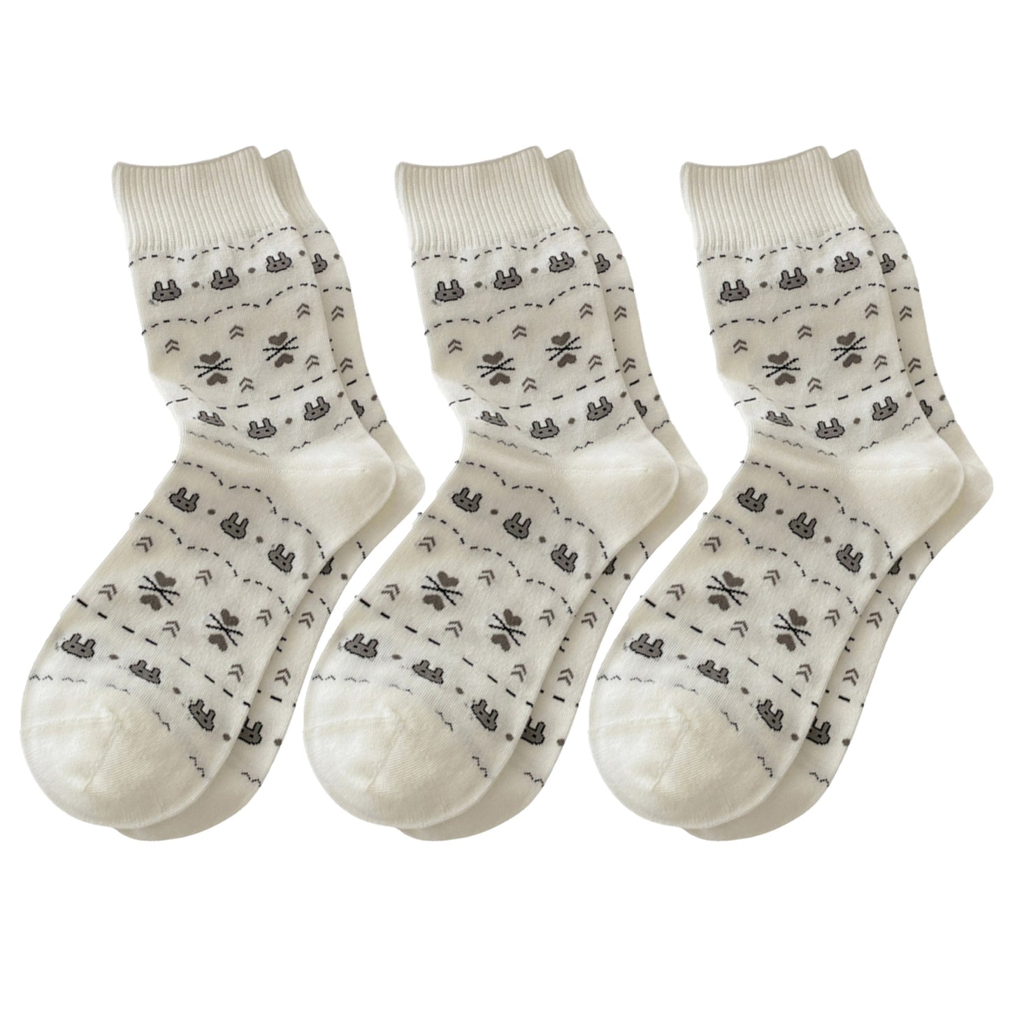 Anna-Kaci Women's Cotton Blend Socks 3-Pair Pack with Cute Animal Print Comfortable and Soft