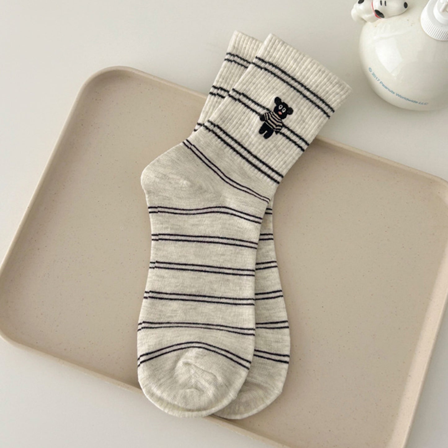 Anna-Kaci Women's 3-Pair Pack Cotton Blend Crew Socks with Cute Dogs Embroidery Design