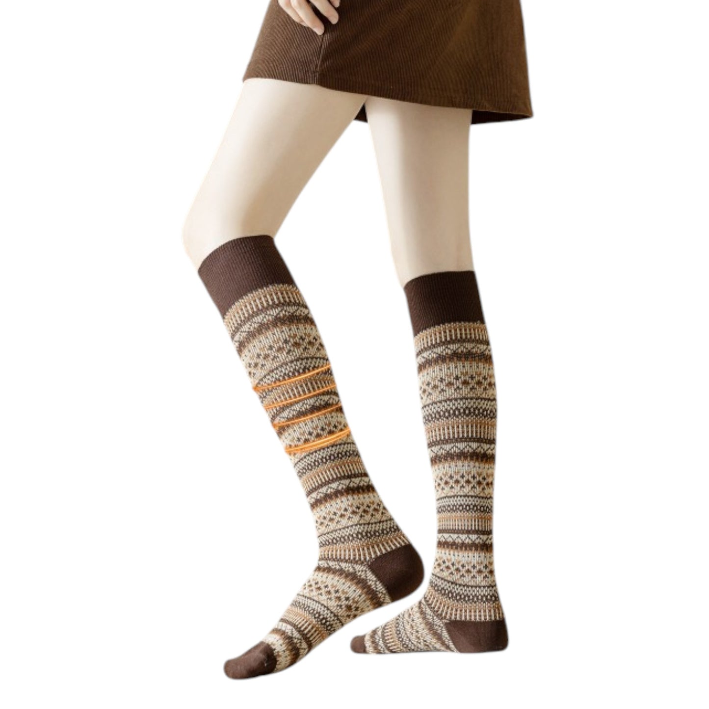 Anna-Kaci Women's 3-Pair Pack Knee-High Warm Socks with Vintage Stripe Design