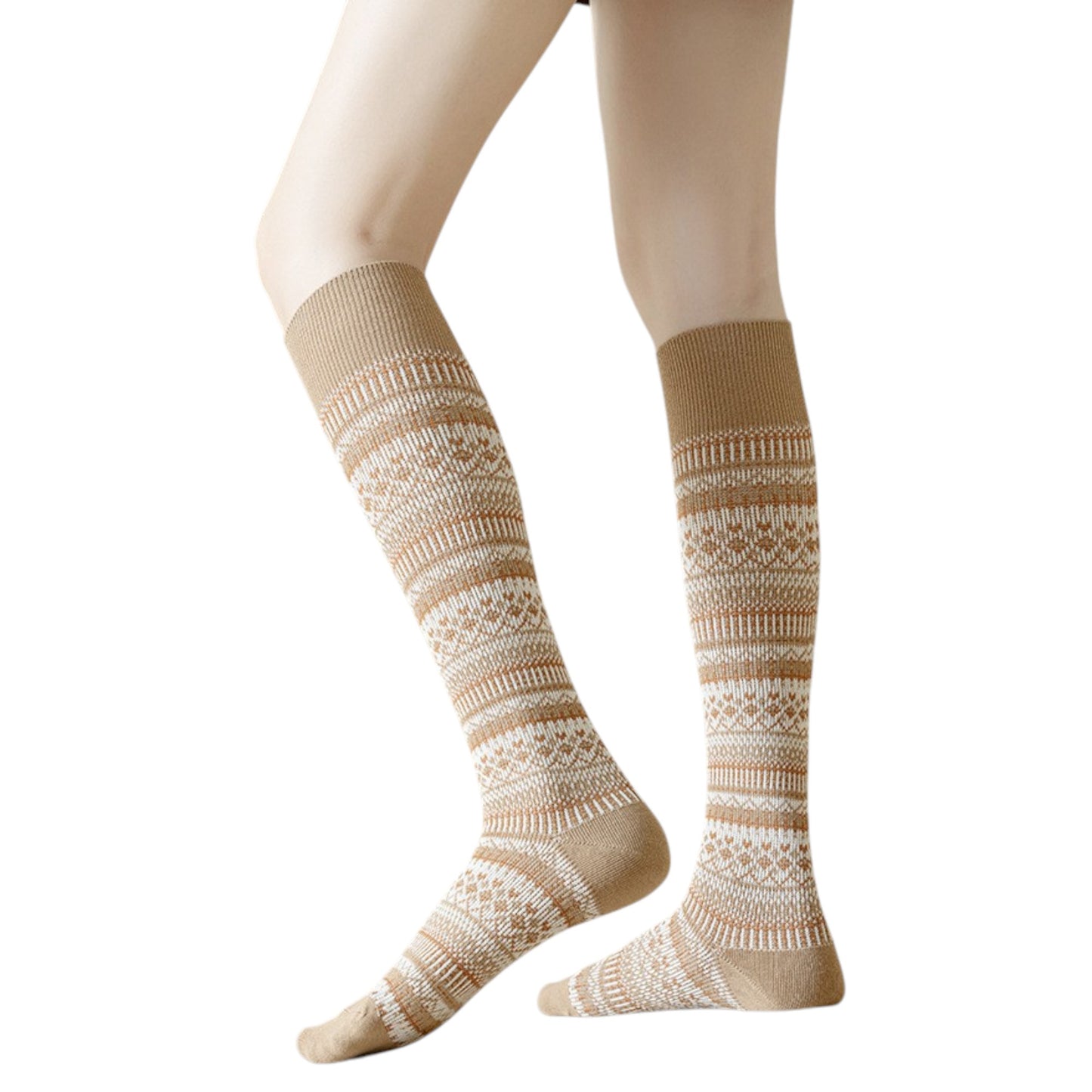 Anna-Kaci Women's 3-Pair Pack Knee-High Warm Socks with Vintage Stripe Design
