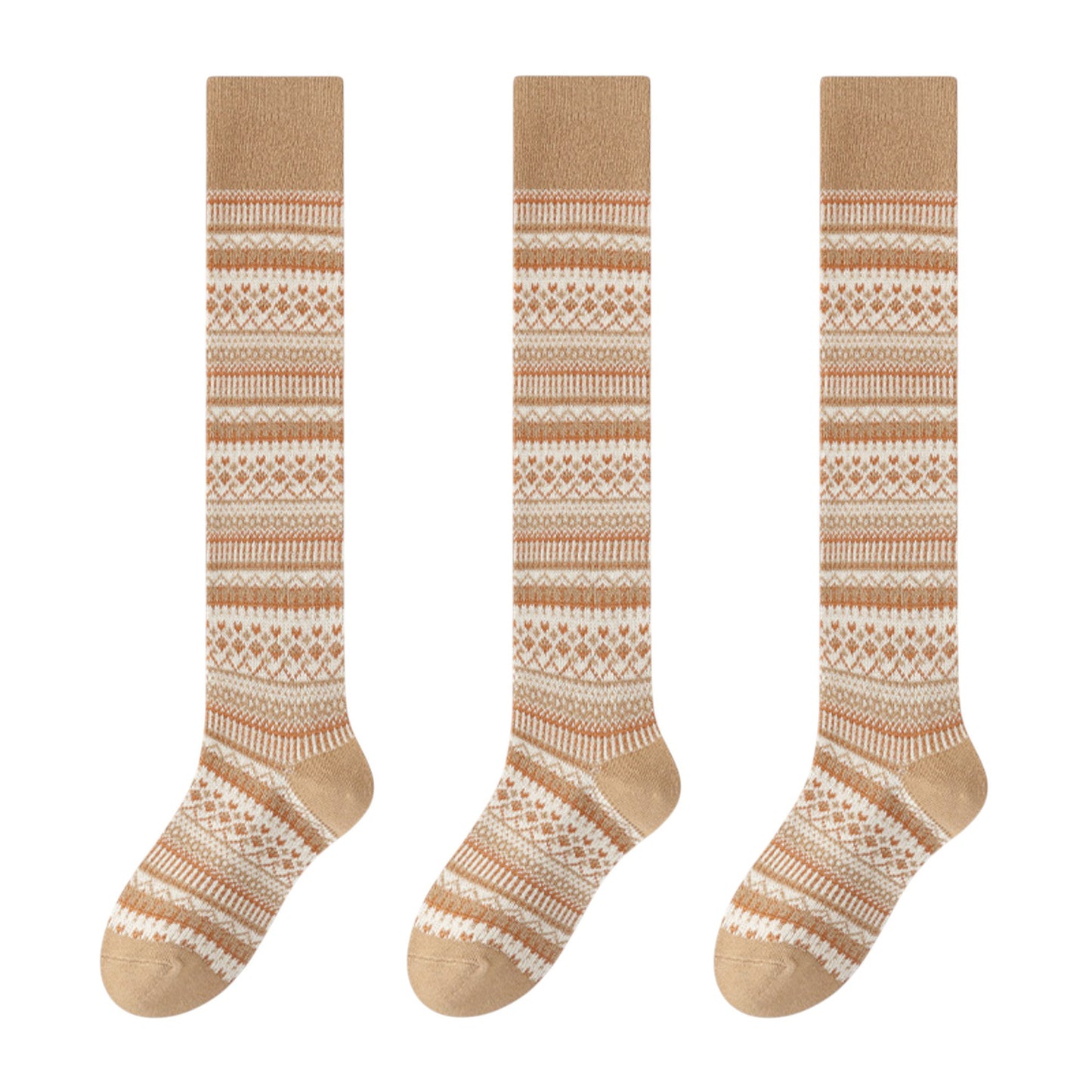 Anna-Kaci Women's 3-Pair Pack Knee-High Warm Socks with Vintage Stripe Design