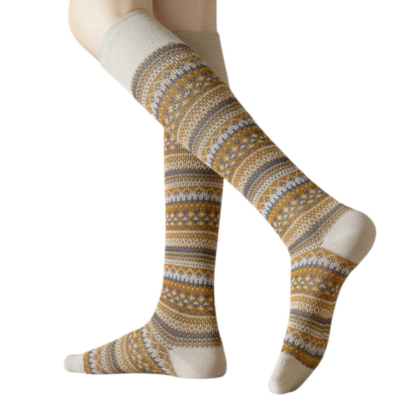 Anna-Kaci Women's 3-Pair Pack Knee-High Warm Socks with Vintage Stripe Design