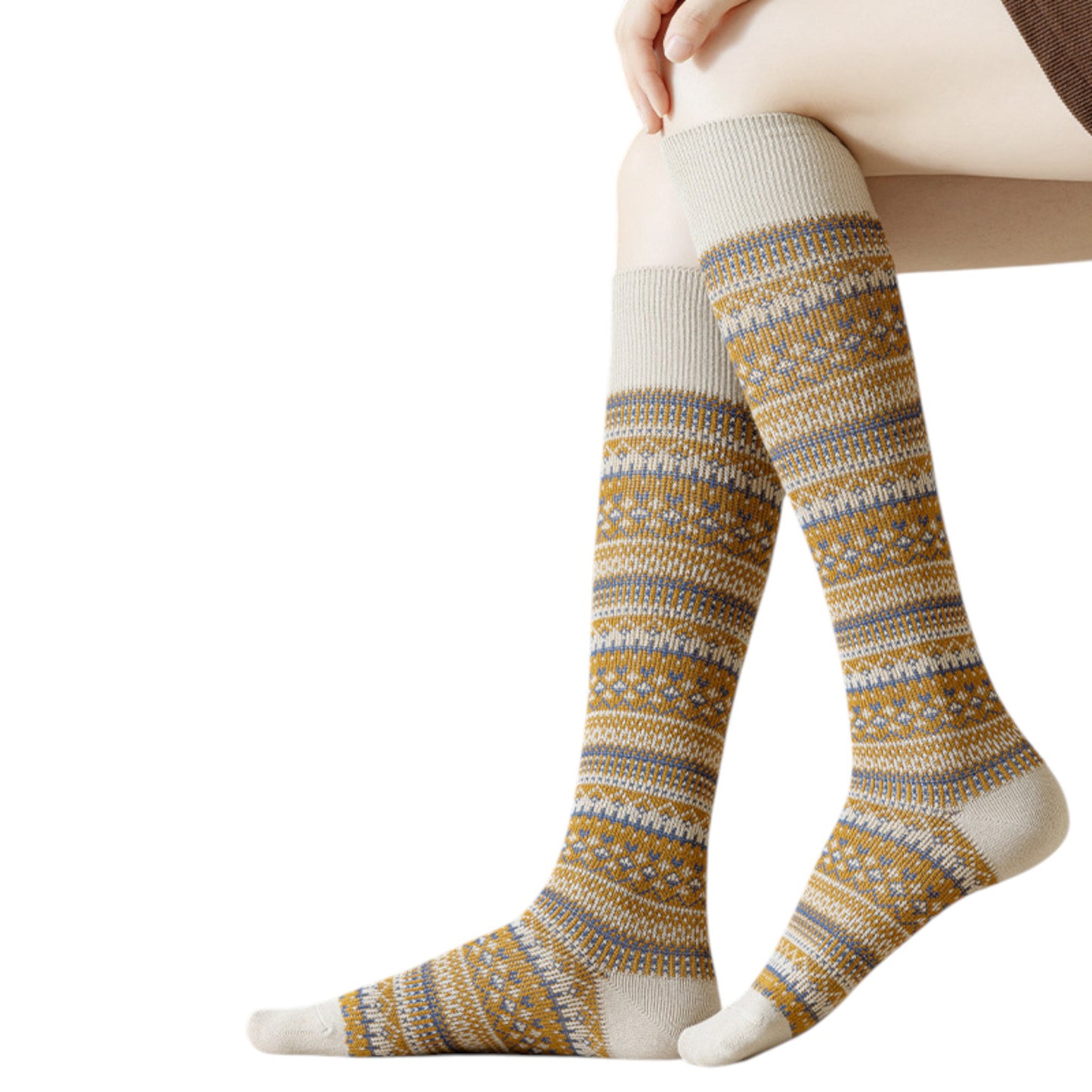 Anna-Kaci Women's 3-Pair Pack Knee-High Warm Socks with Vintage Stripe Design