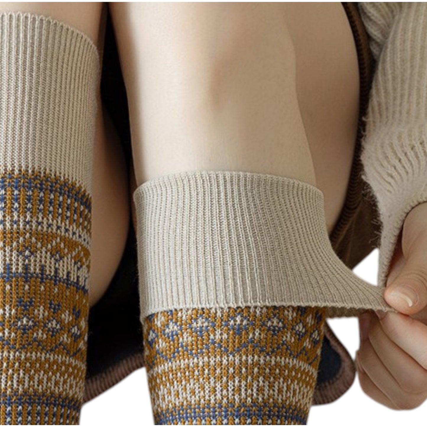 Anna-Kaci Women's 3-Pair Pack Knee-High Warm Socks with Vintage Stripe Design