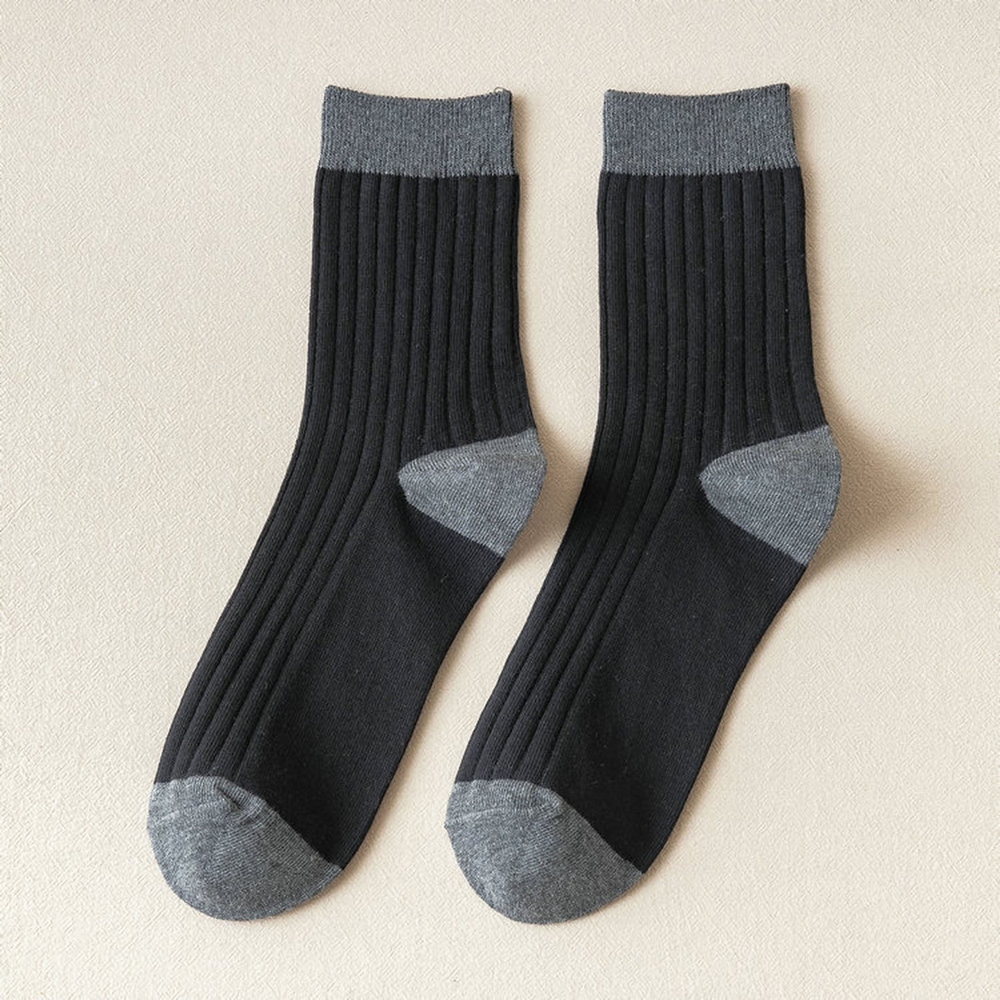 Anna-Kaci 6pk Men's Contrast - Color Ribbed Crew Socks - Non - Binding & Stay - Up