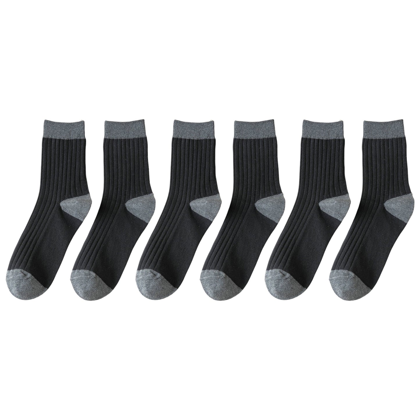Anna-Kaci 6pk Men's Contrast - Color Ribbed Crew Socks - Non - Binding & Stay - Up