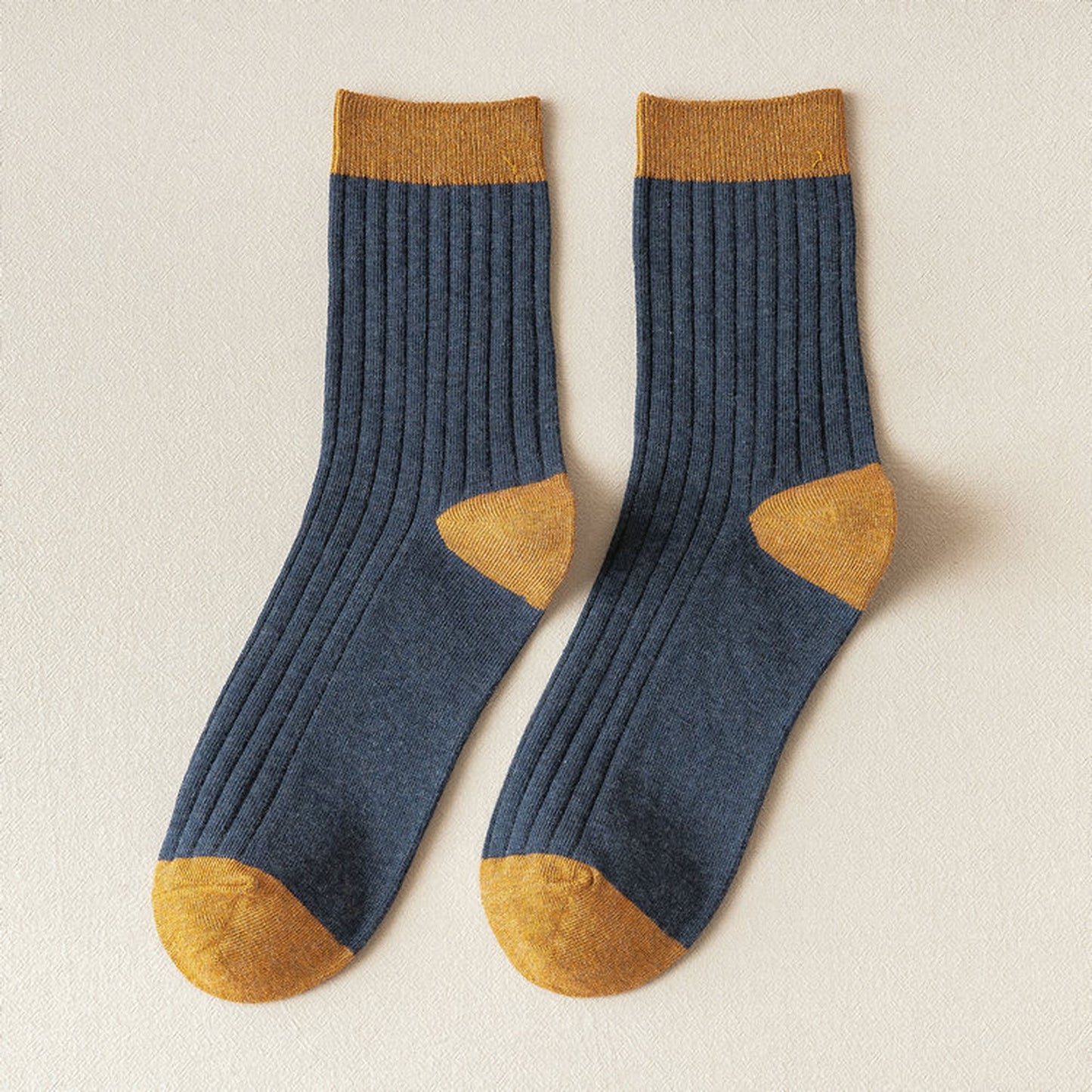 Anna-Kaci 6pk Men's Contrast - Color Ribbed Crew Socks - Non - Binding & Stay - Up