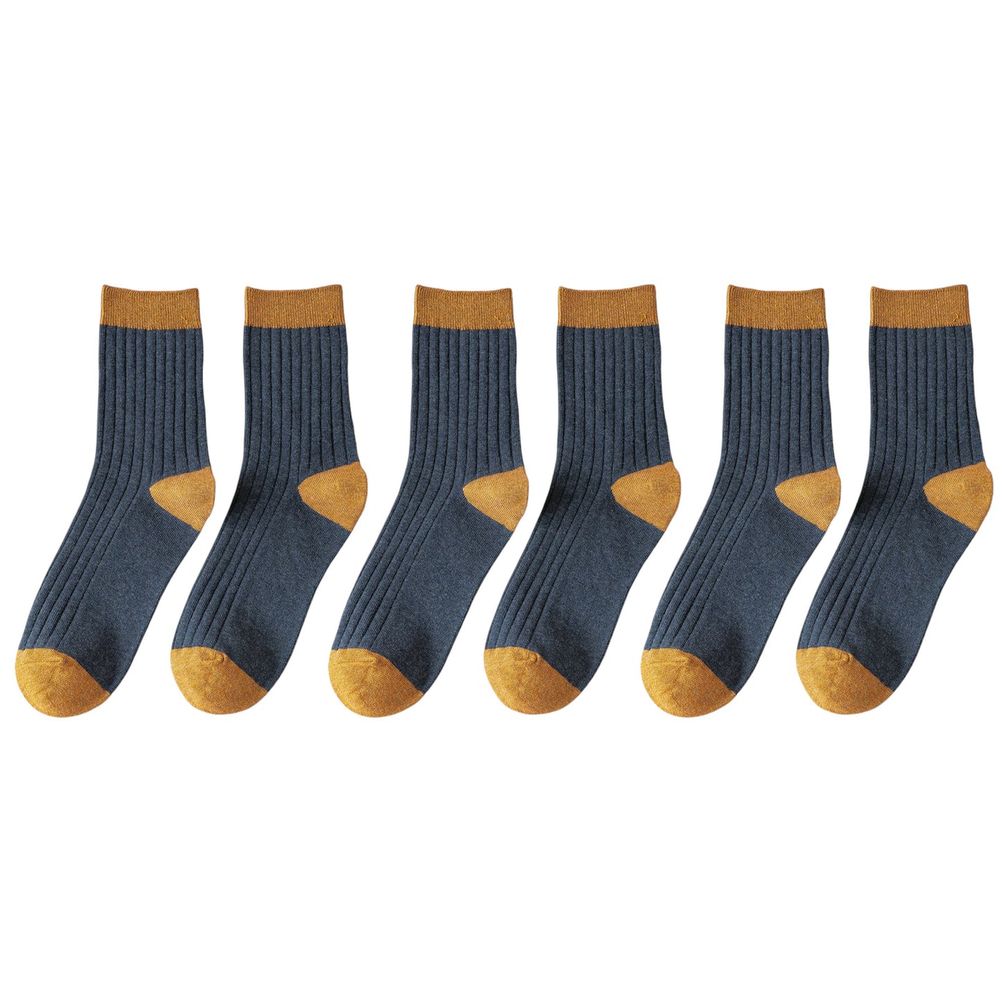 Anna-Kaci 6pk Men's Contrast - Color Ribbed Crew Socks - Non - Binding & Stay - Up