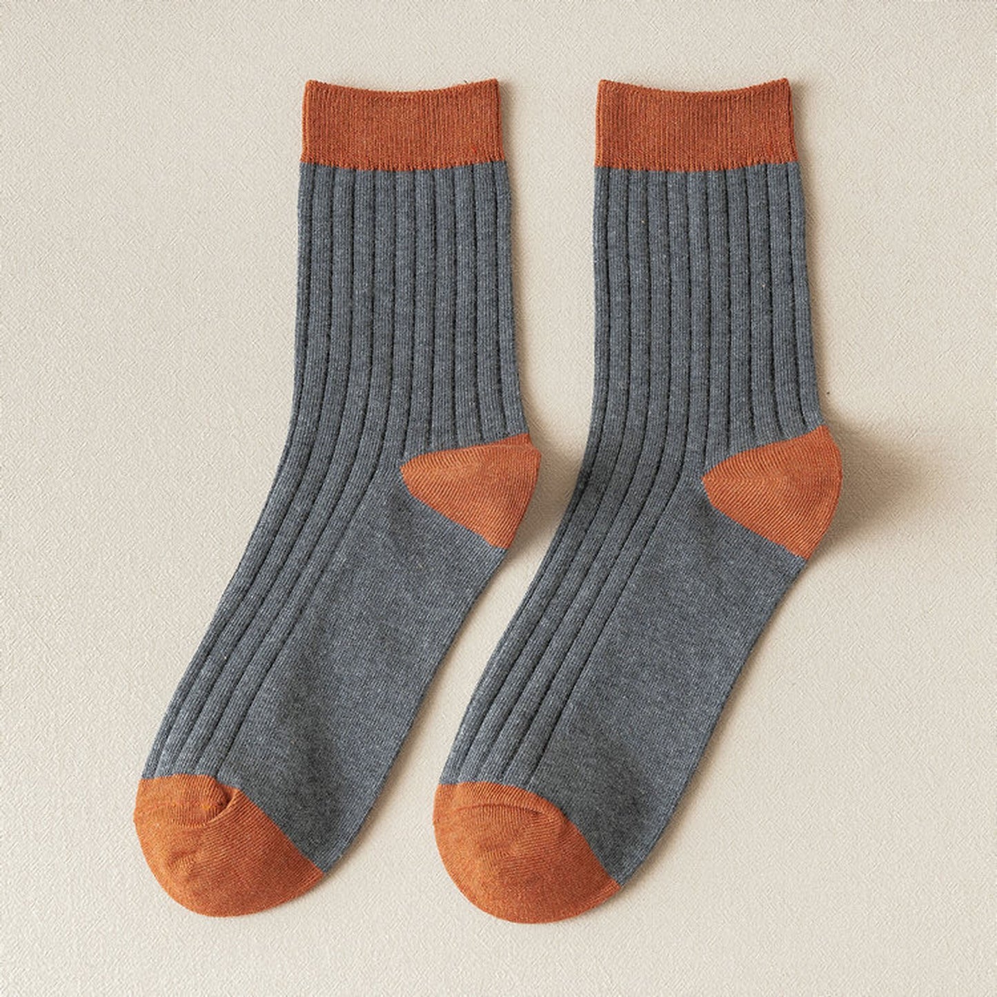 Anna-Kaci 6pk Men's Contrast - Color Ribbed Crew Socks - Non - Binding & Stay - Up