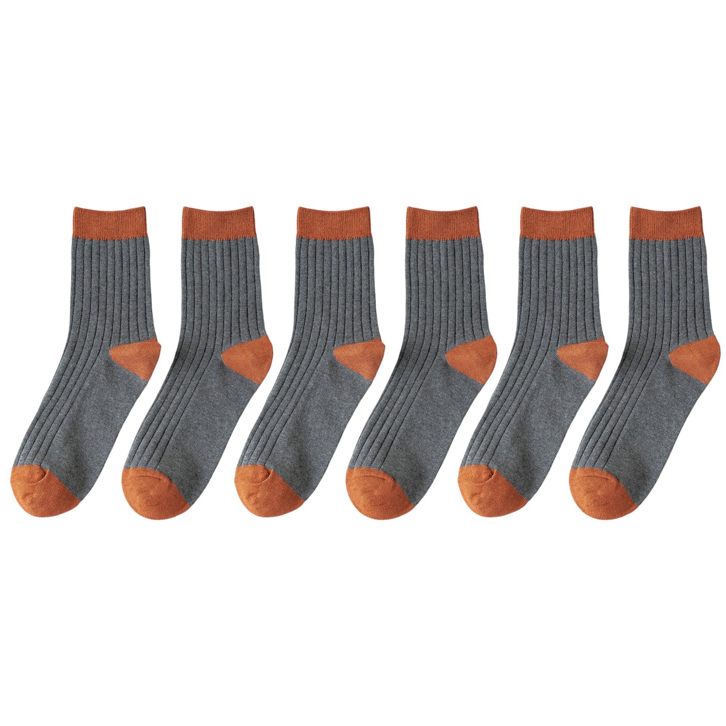 Anna-Kaci 6pk Men's Contrast - Color Ribbed Crew Socks - Non - Binding & Stay - Up