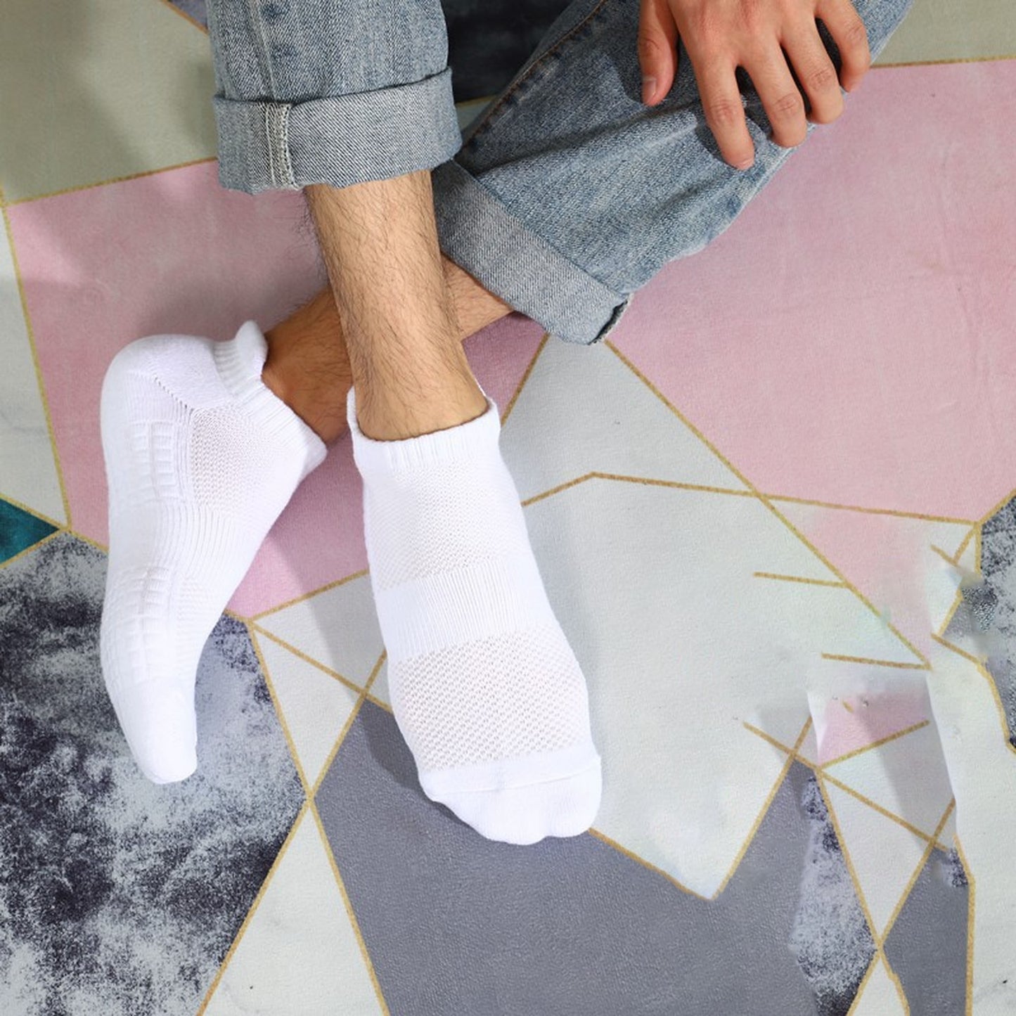 Anna-Kaci 6pk Men's Low - Cut Athletic Socks with Massage Sole & Sweat - Wicking