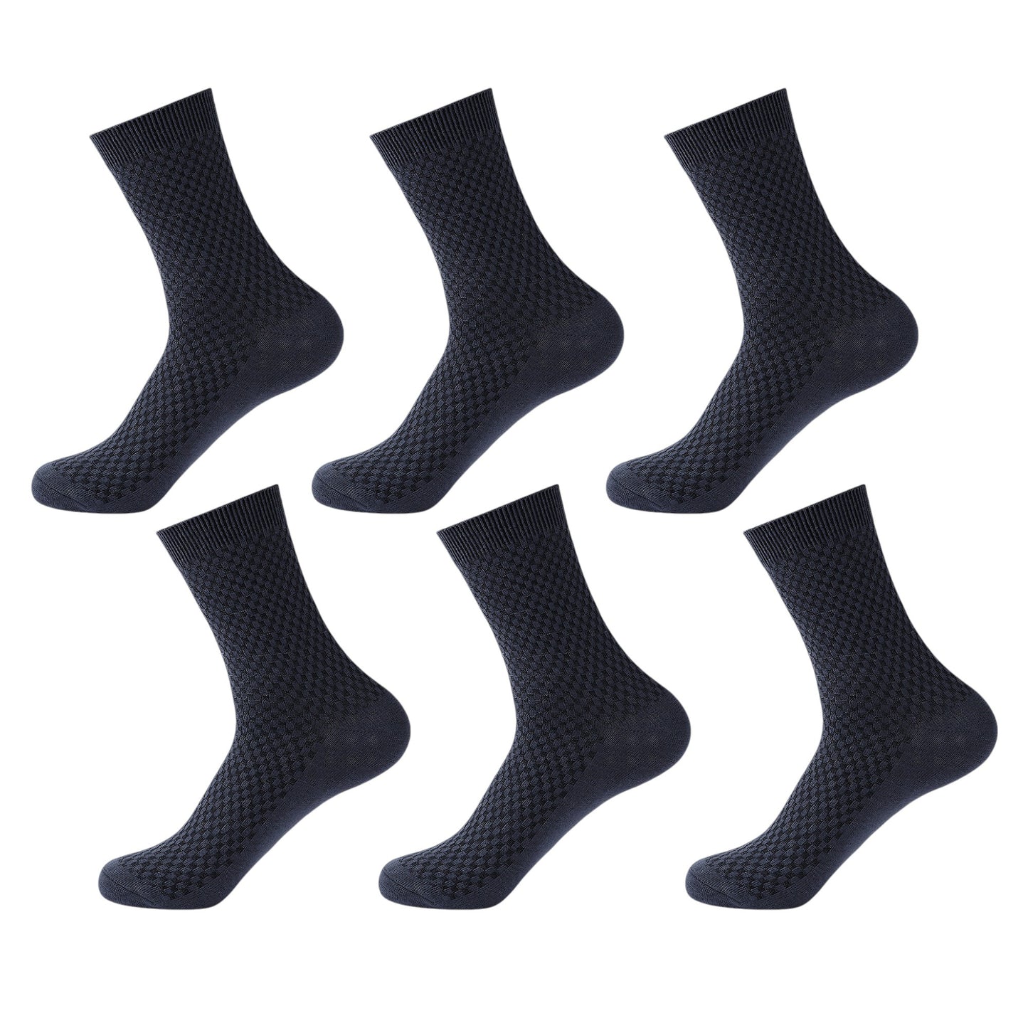Anna-Kaci 6pk Men's Textured Crew Socks - Breathable & Comfortable
