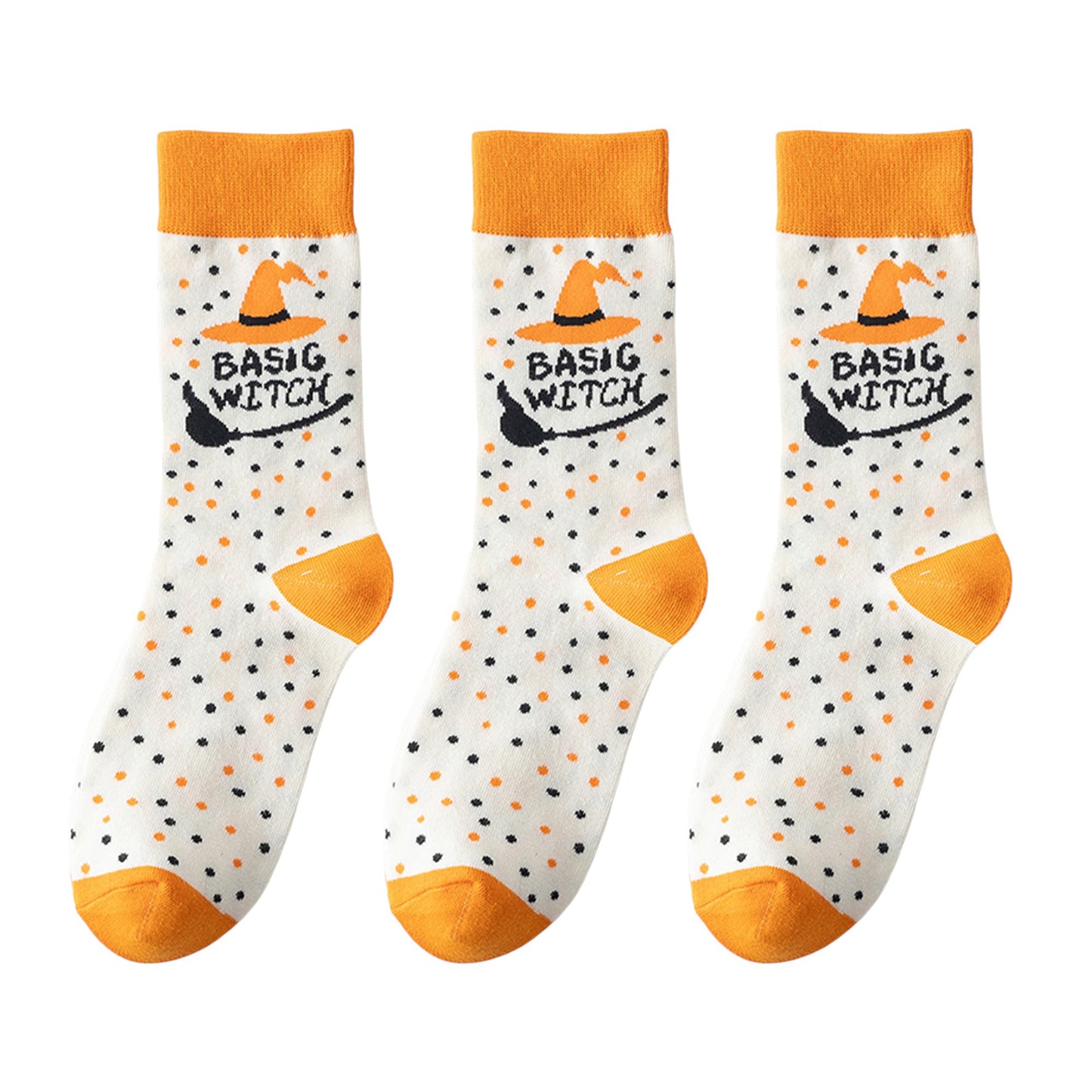 Anna-Kaci Women's 3-Pack Halloween Cotton Crew Socks with Festive Patterns