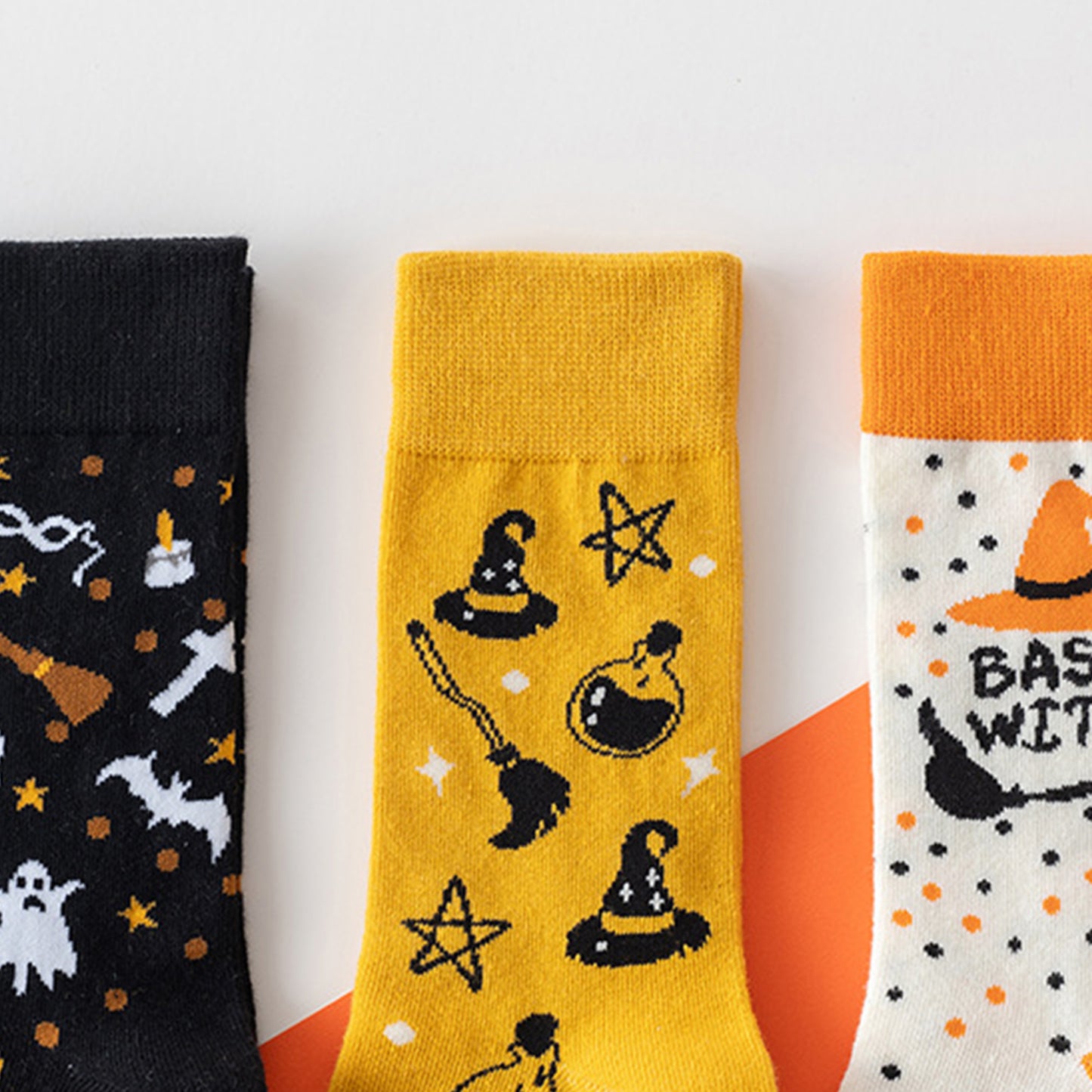 Anna-Kaci Women's 3-Pack Halloween Cotton Crew Socks with Festive Patterns